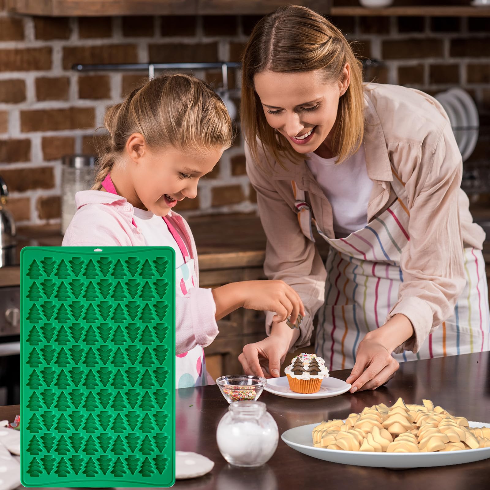 3D Mini Christmas Tree Silicone Candy Molds - 100 Cavity Non-Stick Baking Tray for Chocolate, Caramels, Cookies & Hard Candy | Perfect for Holiday Treats, DIY Gummies & Christmas Party Desserts