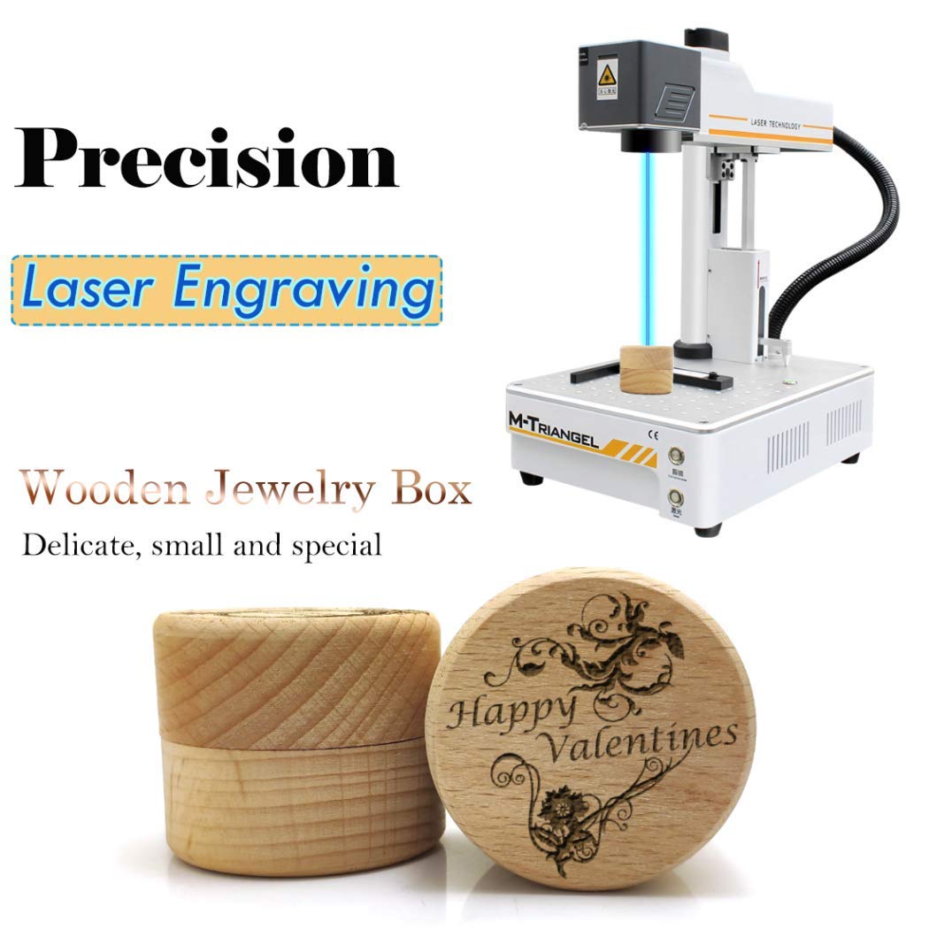 Laser Engraved Wooden Jewelry Box - Handcrafted Ring Necklace Earring Storage Case with Decorative Text Pattern - Perfect Gift for Women, Wedding, Anniversary & Memory Keepsake
