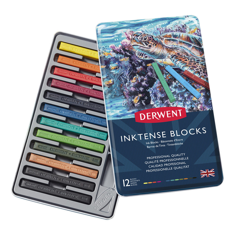Derwent Inktense 12 Watercolor Pencils Set - Vibrant Colors for Artists, Sketching & Watercolor Painting - Perfect for Travel, Studio & Outdoor Art Projects