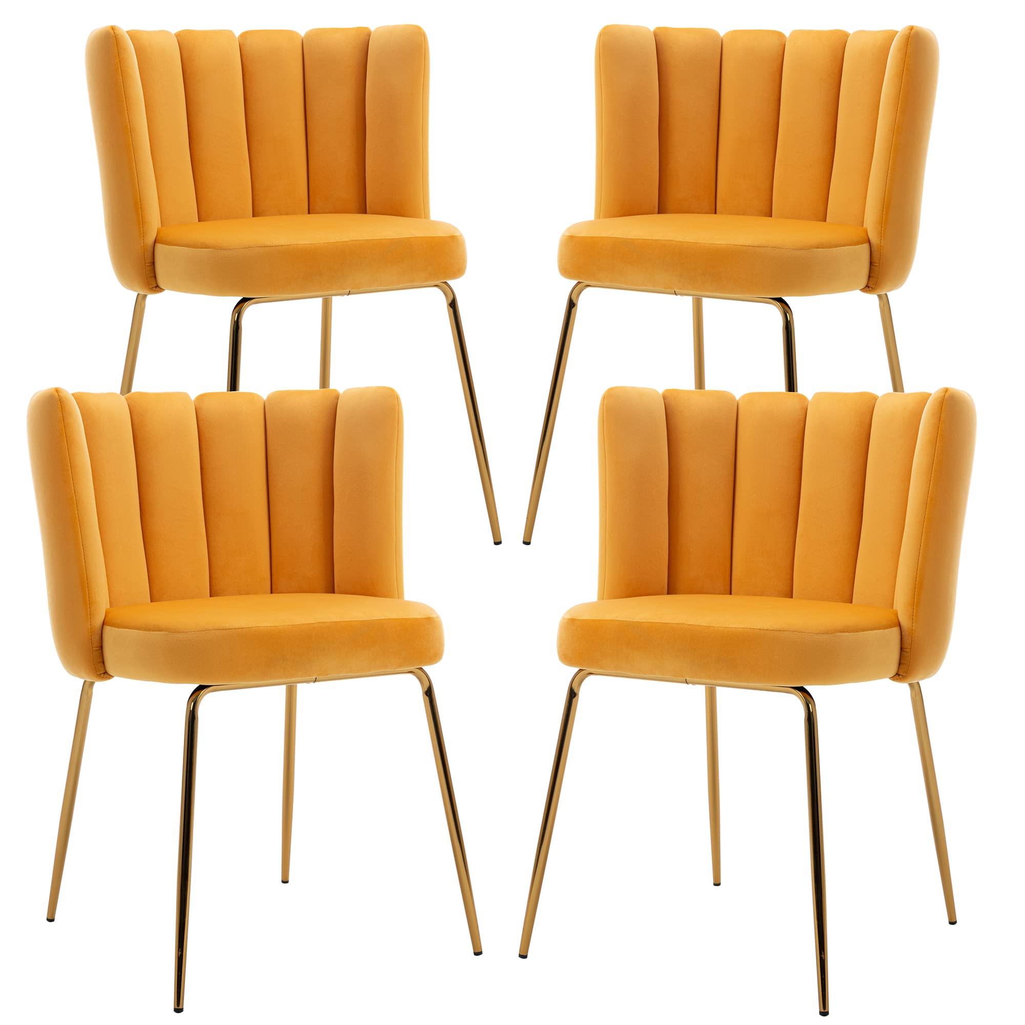 4 Modern Velvet Dining Chairs Set - Upholstered Accent Side Chairs with Gold Metal Legs for Kitchen, Living Room & Dining Room | Elegant Home Decor for Entertaining Guests & Family Gatherings