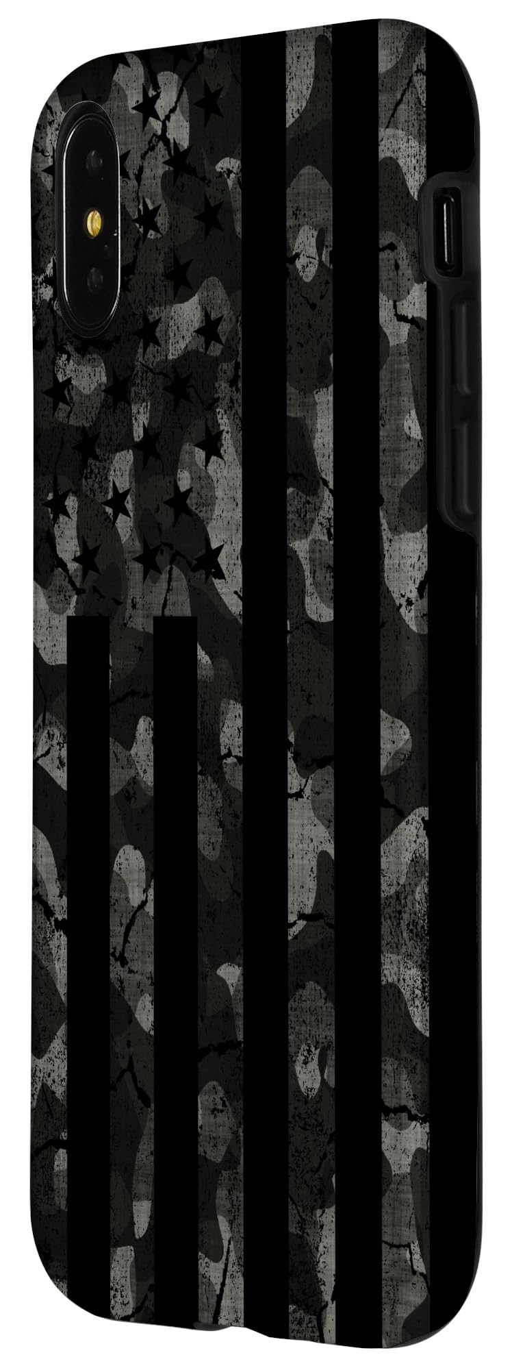 iPhone X/XS Camo American Flag Phone Case - Woodland Camouflage Protective Cover for Outdoor, Hunting & Military Enthusiasts