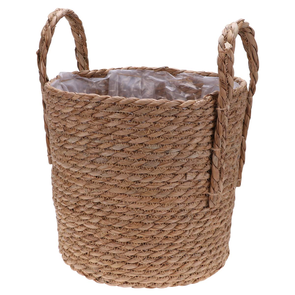 YARNOW Woven Rattan Flower Basket - Braided Plant Pot with Double Thickened Handles for Home Decor, Office Desktop Storage Organizer | Perfect for Indoor Plants, Bathroom Towels, and Living Room Decoration