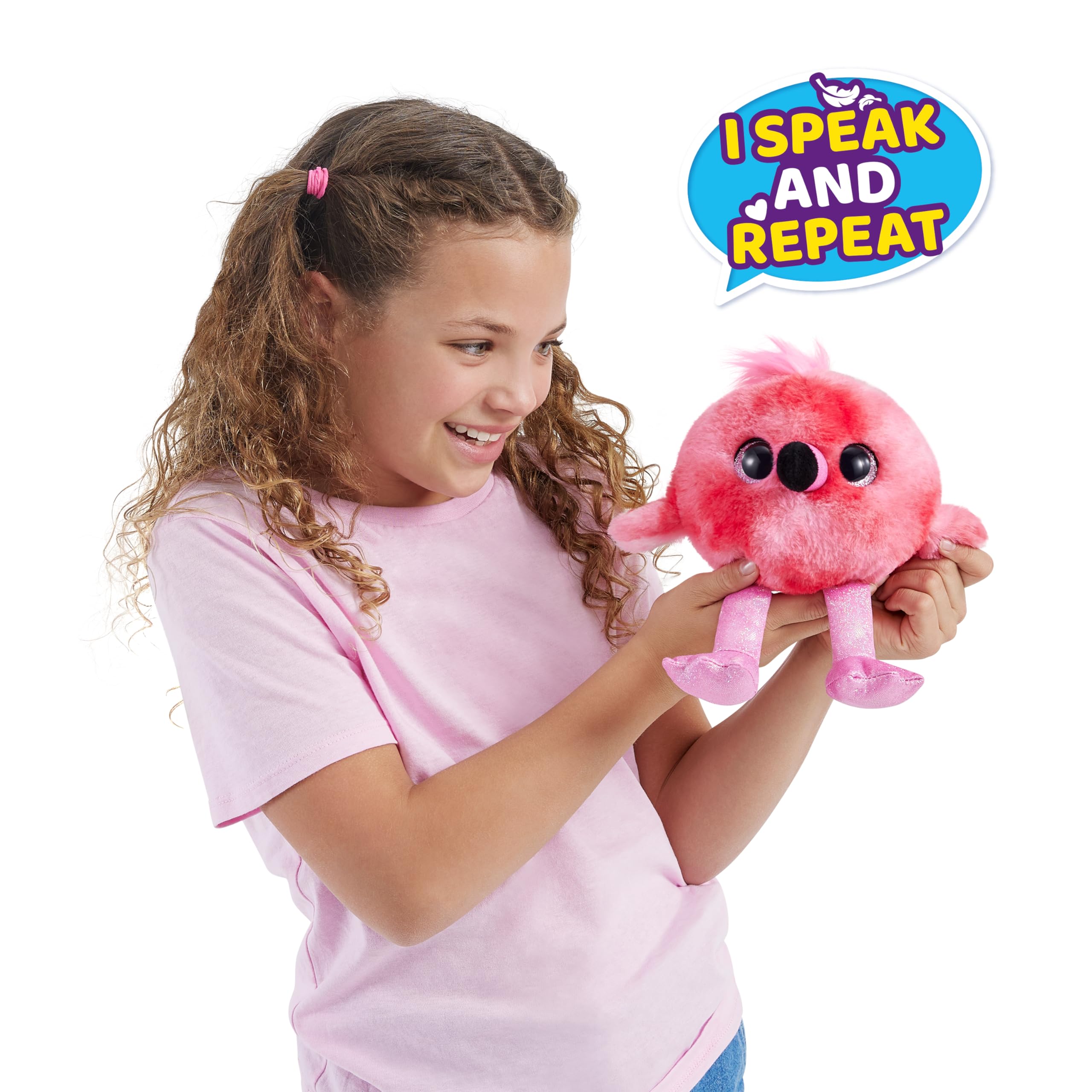 ZURU Pets Alive Chirpy Birds Flamingo - Interactive Electronic Talking Pet Toy with Giant Surprise Egg, Stickers, Comb & Fluffy Clay - Cute Animal Plush Gift for Girls - Perfect for Playtime, Birthday Gifts & Collectible Fun