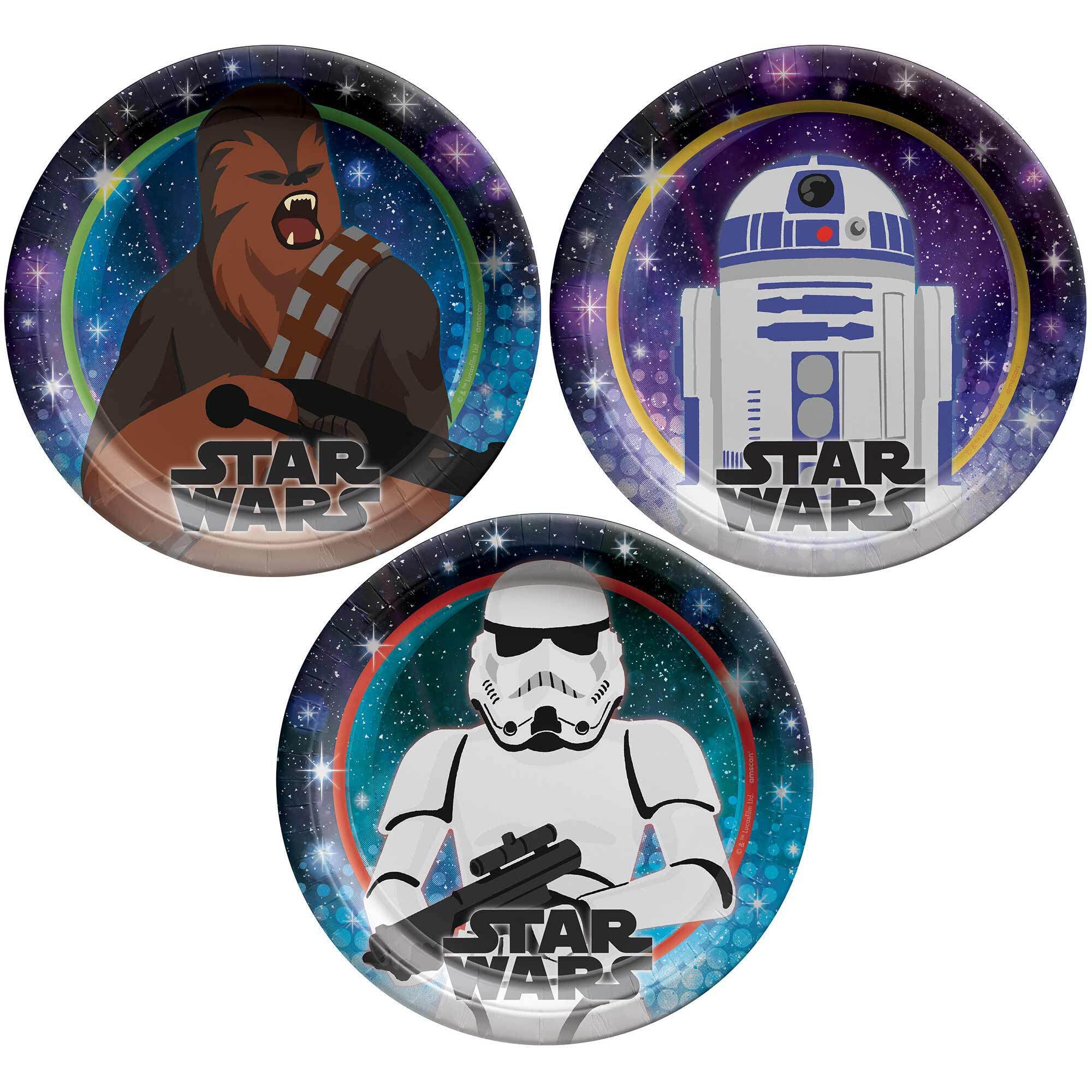 Star Wars Galaxy of Adventures 7-Inch Round Plates (8-Pack) - Assorted Character Designs for Kids Birthday Parties, Movie Nights & Themed Events - Durable Party Tableware for Fans