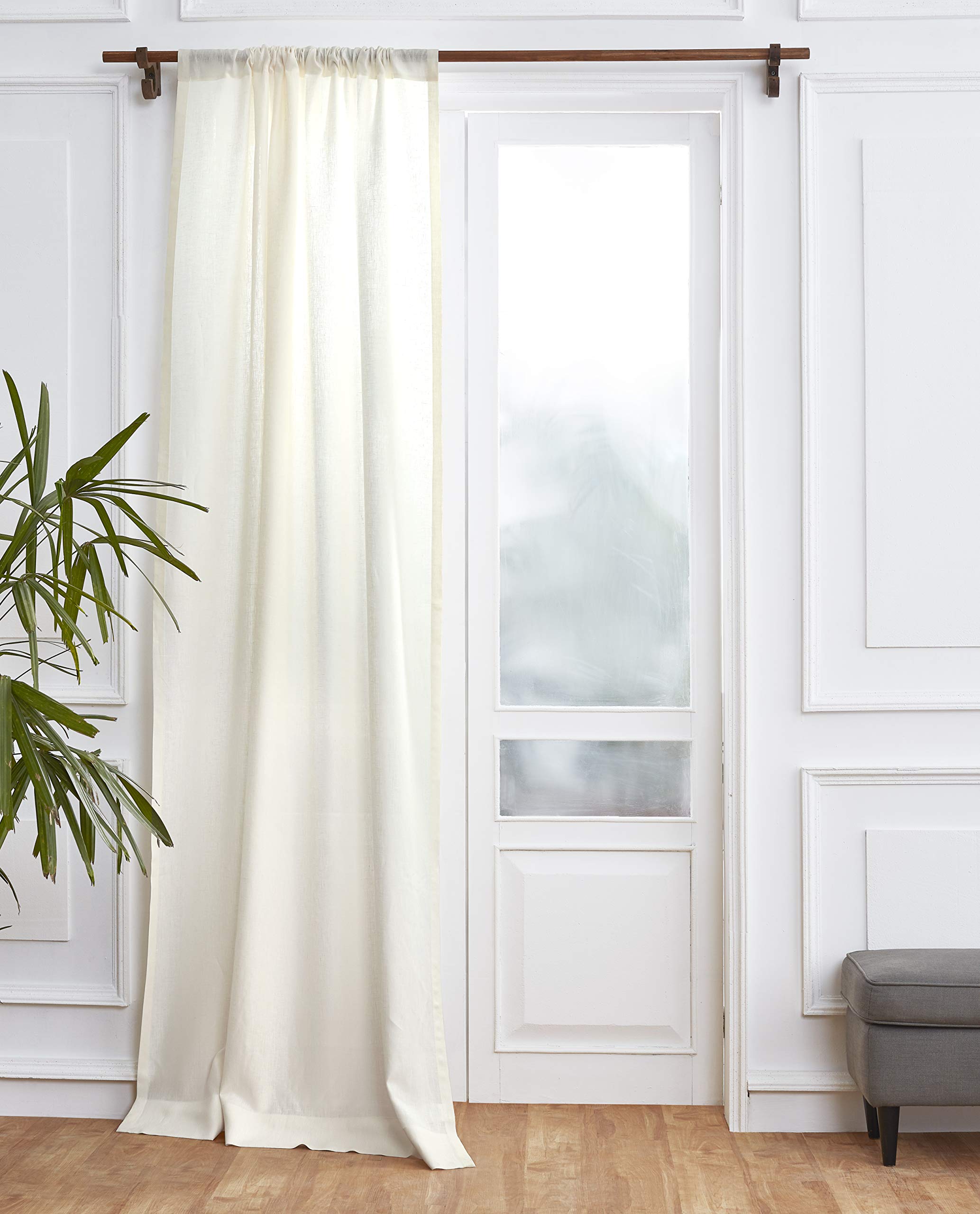 Solino Home 100% Pure European Flax Linen Curtains 52x108 Inches - Light Filtering Rod Pocket Window Drapes in Ivory for Living Room & Bedroom | Elegant Home Decor & Soft Natural Light Filtering