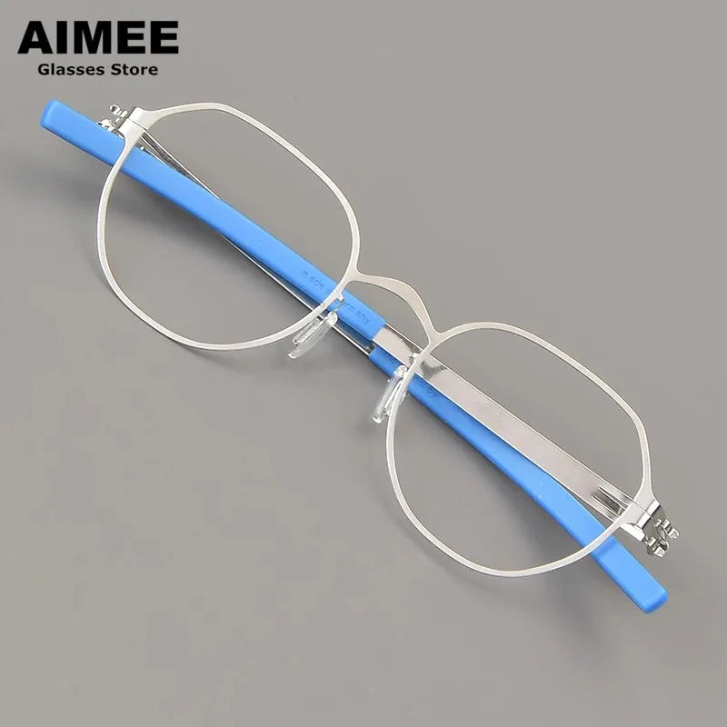 Aimee Women's Full Rim Oval Square Screwless Steel Eyeglasses 1177 - Lightweight Metal Frame Glasses for Work, Reading & Fashion
