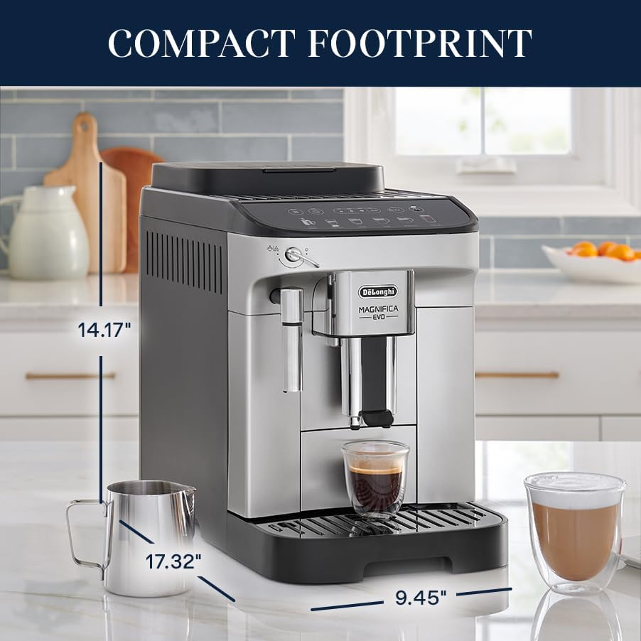 De'Longhi Magnifica Evo Automatic Espresso & Coffee Machine with Milk Frother & Built-In Grinder - Perfect for Home Baristas & Office Coffee Stations