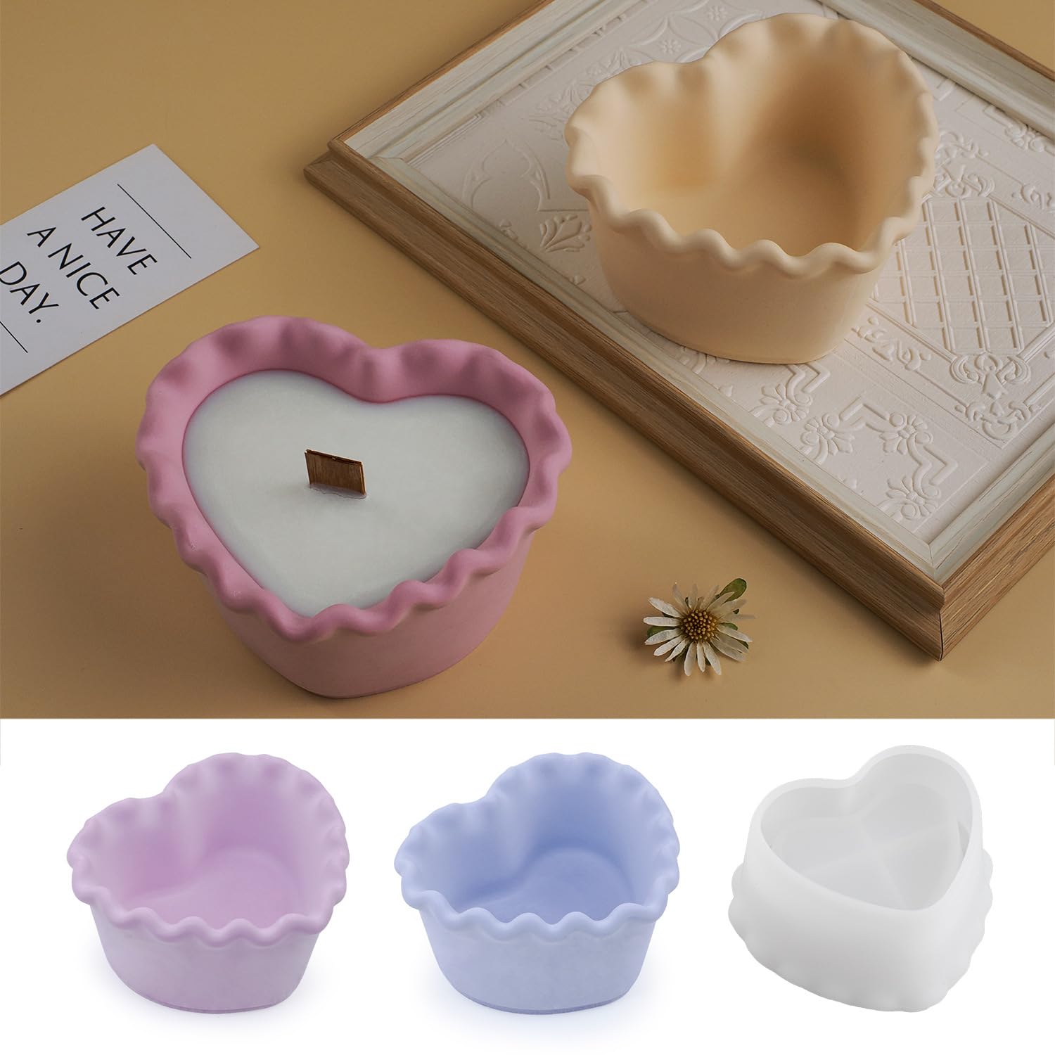 Silicone Candle Jar Molds - Creative Concrete Round Stripe Storage Box with Lid for DIY Candle Making, Flower Vase, Aromatherapy Decor - Perfect for Home Decor, Wedding Centerpieces & Gift Packaging