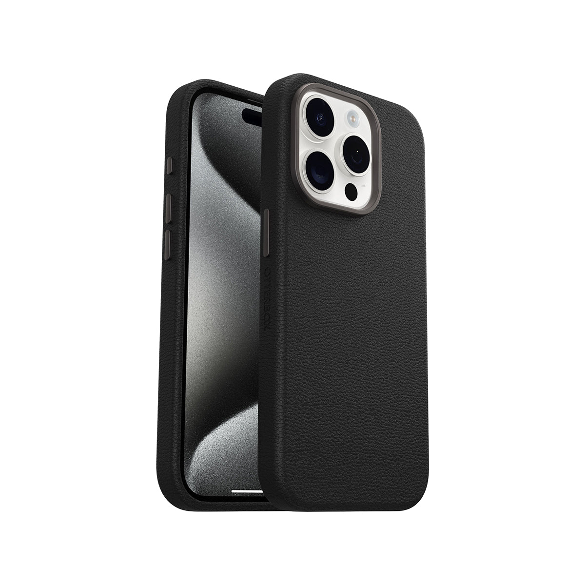 Premium OtterBox Symmetry Cactus Leather Phone Case for iPhone 15 Pro - Eco-Friendly & Durable Black Protective Cover | Perfect for Work, Travel & Everyday Use
