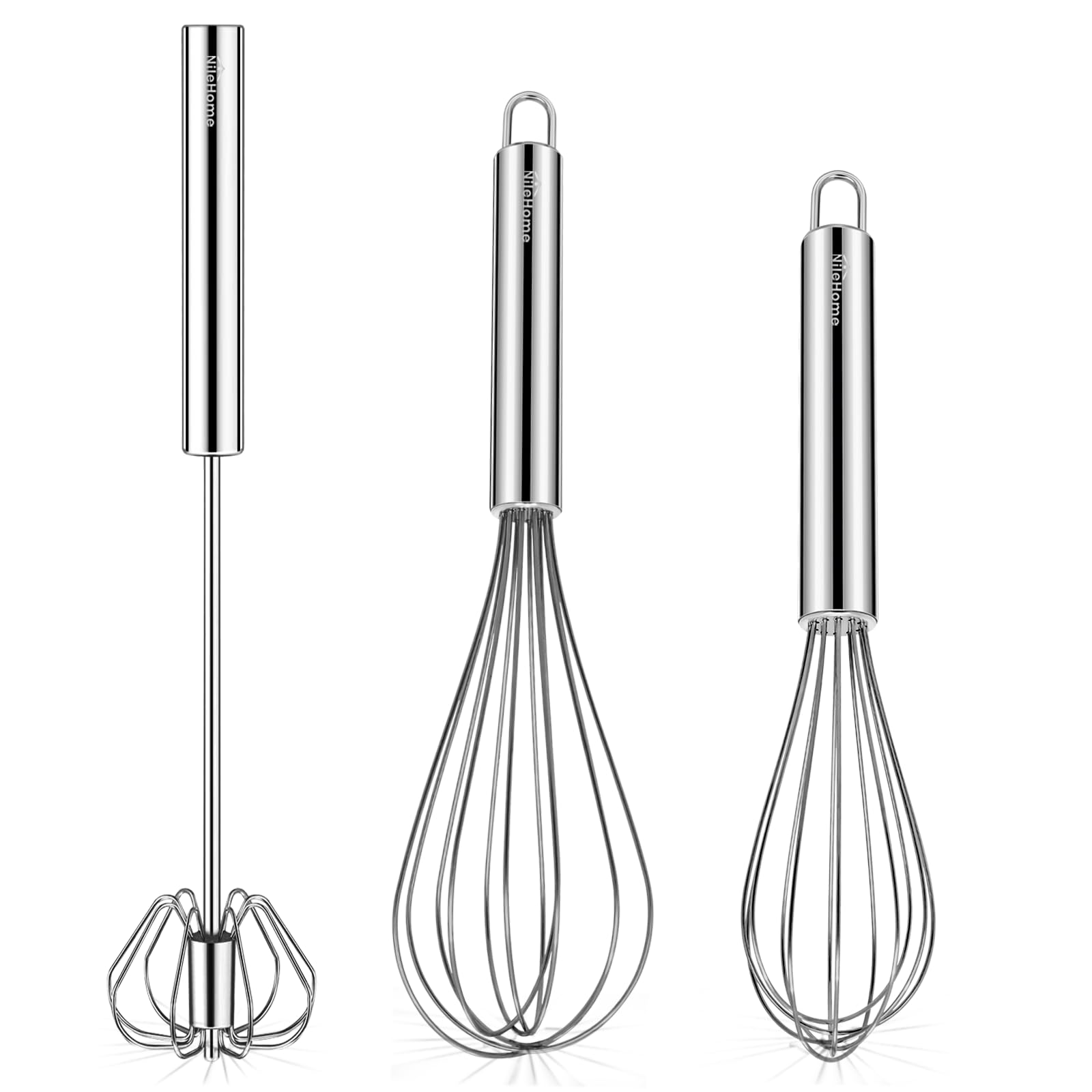 Premium Stainless Steel Whisk Set - 3 Pack (8