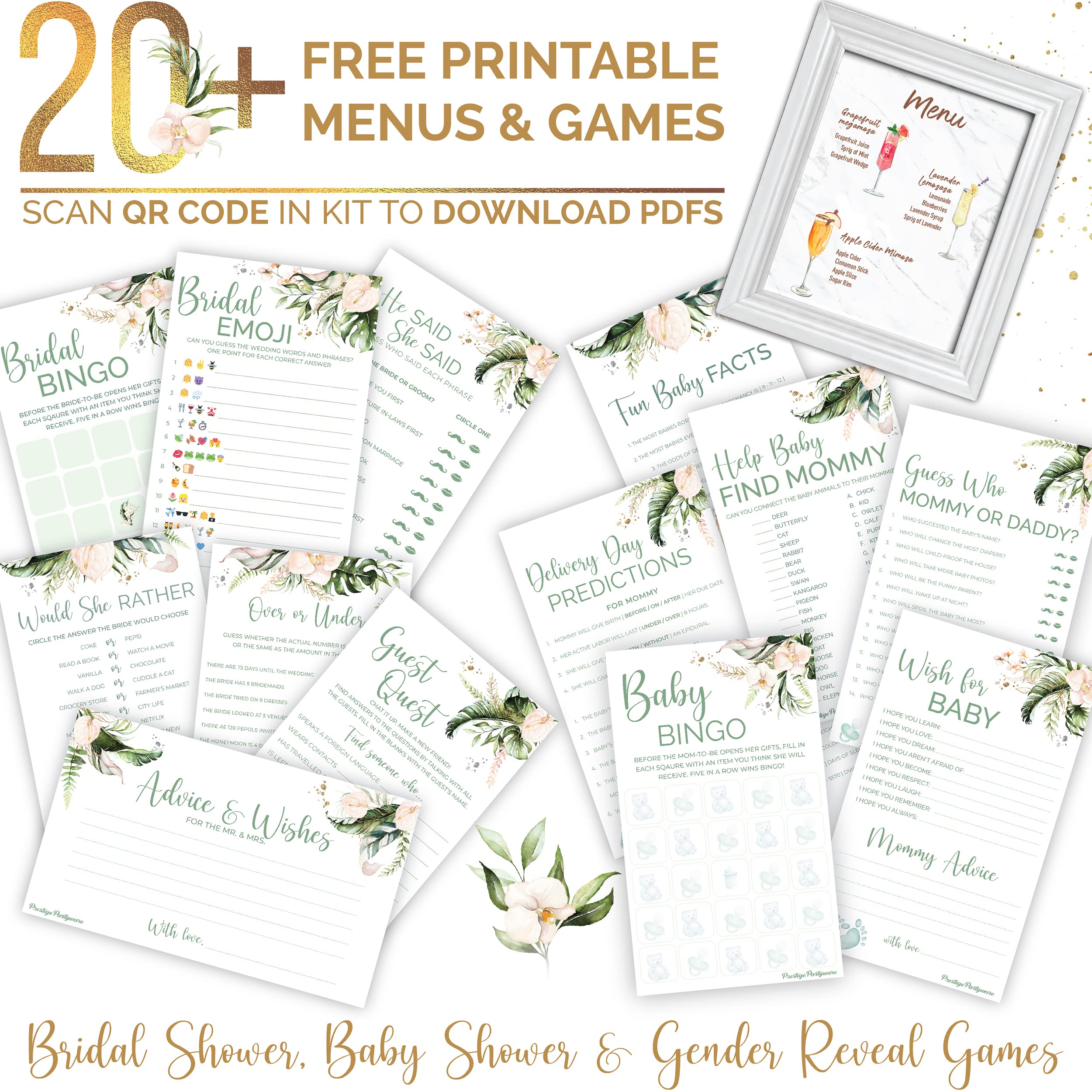 Prestige Mimosa Bar Decor - Tropical Flamingo & Hawaiian Party Supplies for Beach Bachelorette, Bridal Shower & Summer Luau | Perfect for Adult Brunch Decorations & Baby Girl Celebrations