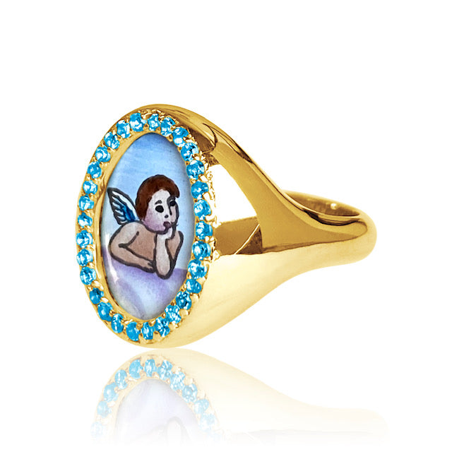 Santos Signet Angel Ring - Elegant Sterling Silver Jewelry for Women, Perfect for Gifts, Parties & Everyday Wear