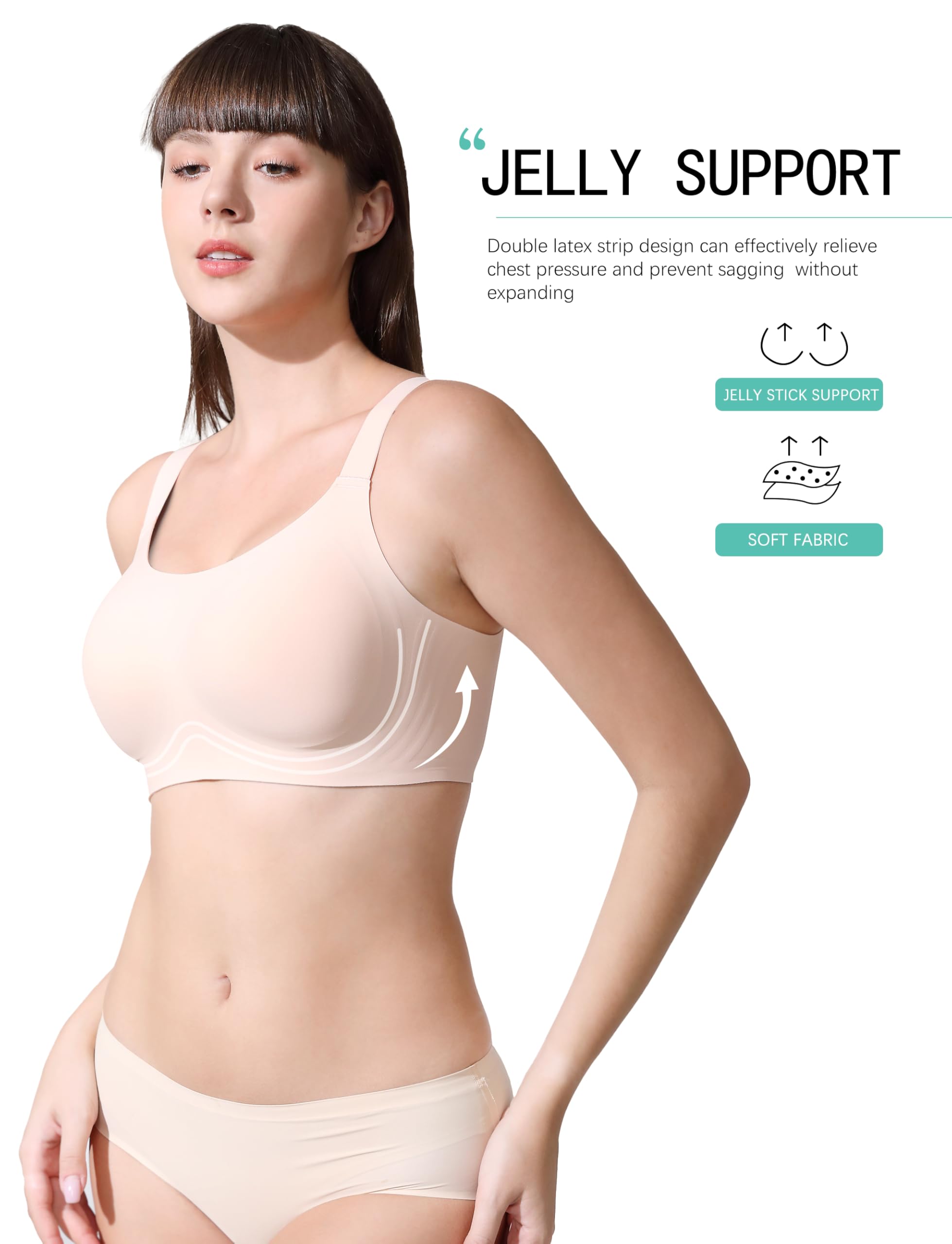 Wireless Push Up T-Shirt Bras for Women - Soft Seamless Full Coverage Bralette No Underwire - Perfect for Everyday Wear, Yoga & Lounge