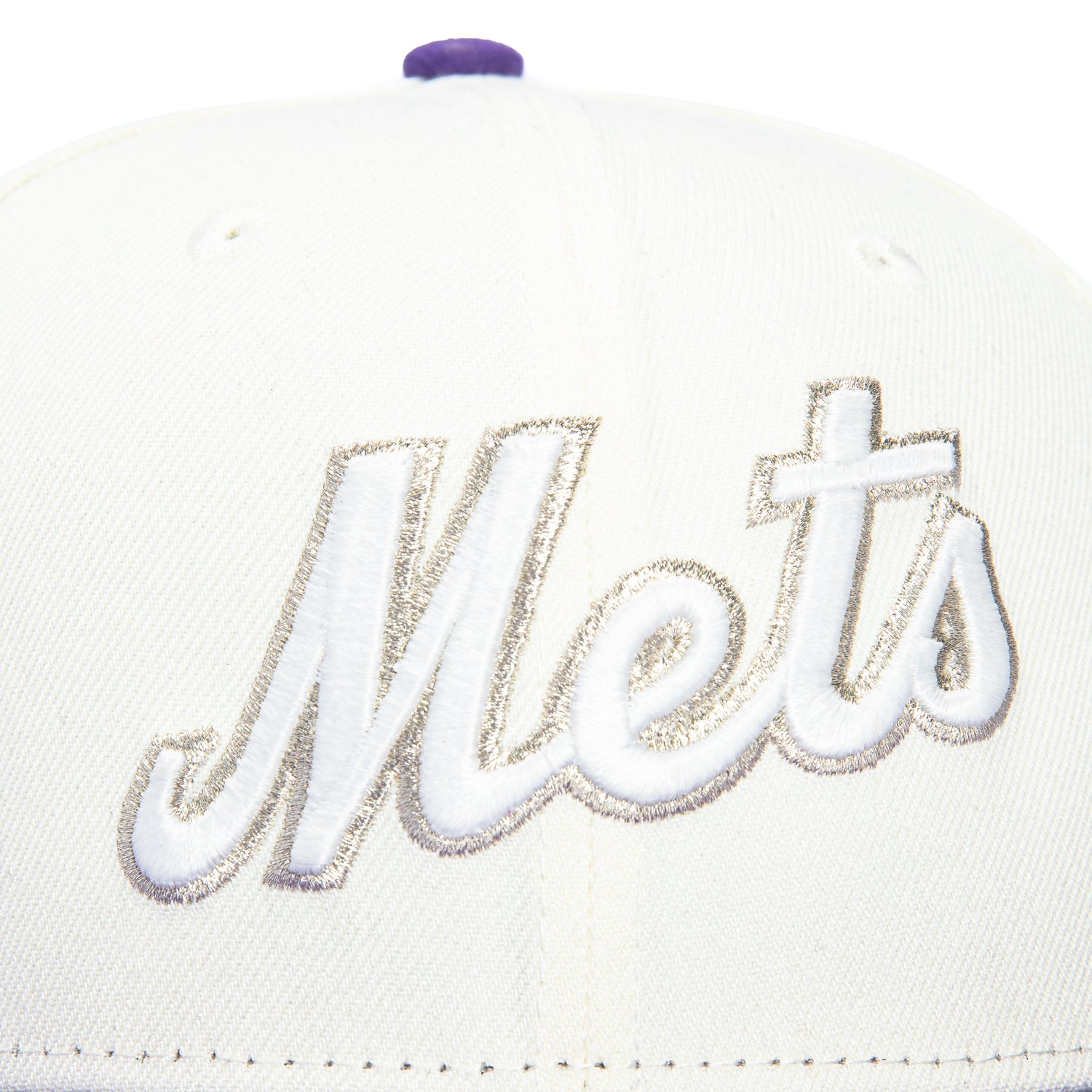 New Era 59Fifty New York Mets 25th Anniversary Patch Script Baseball Cap - White & Purple Adjustable Snapback Hat for Men & Women | Perfect for Baseball Games, Sports Events & Streetwear Fashion