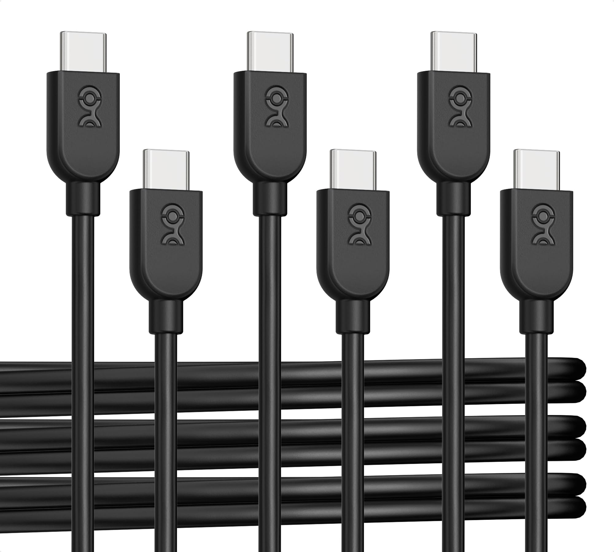 Cable Matters 3-Pack Ultra Flexible USB C Fast Charging Cable 6ft (Black) - 60W PD Charging, 480Mbps Data Transfer - Compatible with iPhone 16/15, Galaxy S24, iPad Pro, MacBook - Perfect for CarPlay, Android Auto & Home/Office Charging