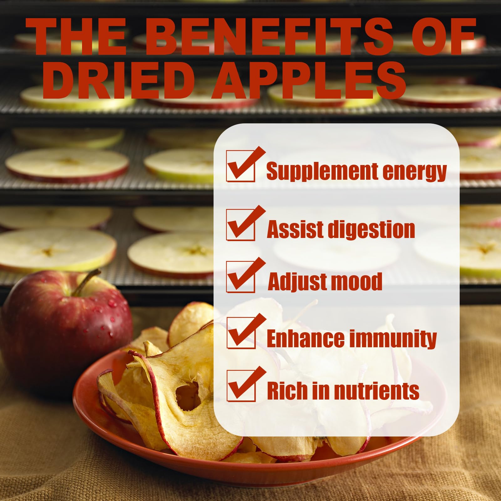 Premium Dried Apple Slices 10.58oz (300g) | Vegan, No Sugar Added Dehydrated Fruit Snacks | Freeze-Dried Crispy & Light | Perfect for Baking, Cake Decor, Cocktail Garnish & DIY Crafts | Healthy On-the-Go Snack for Work, School & Hiking