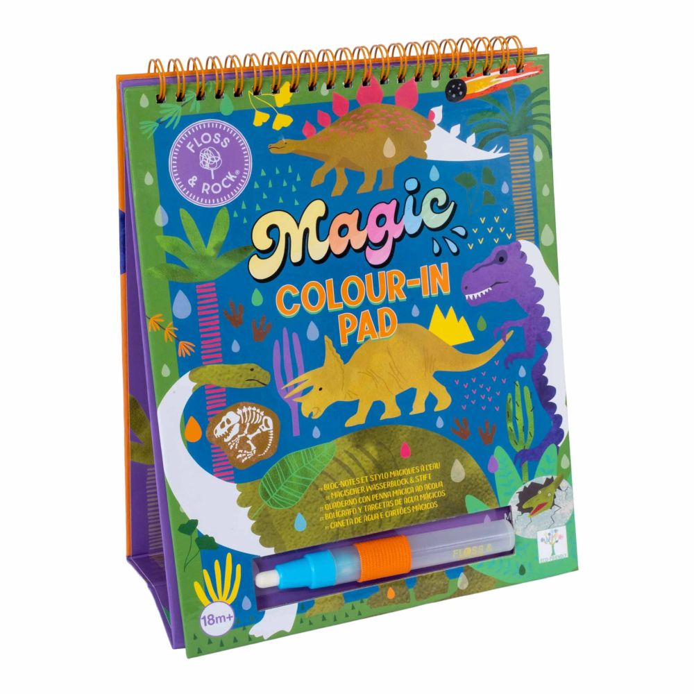 Floss and Rock Magic Color-in Pad - Dinosaur Coloring Book for Kids | Fun & Creative Activity for Home, Travel & School