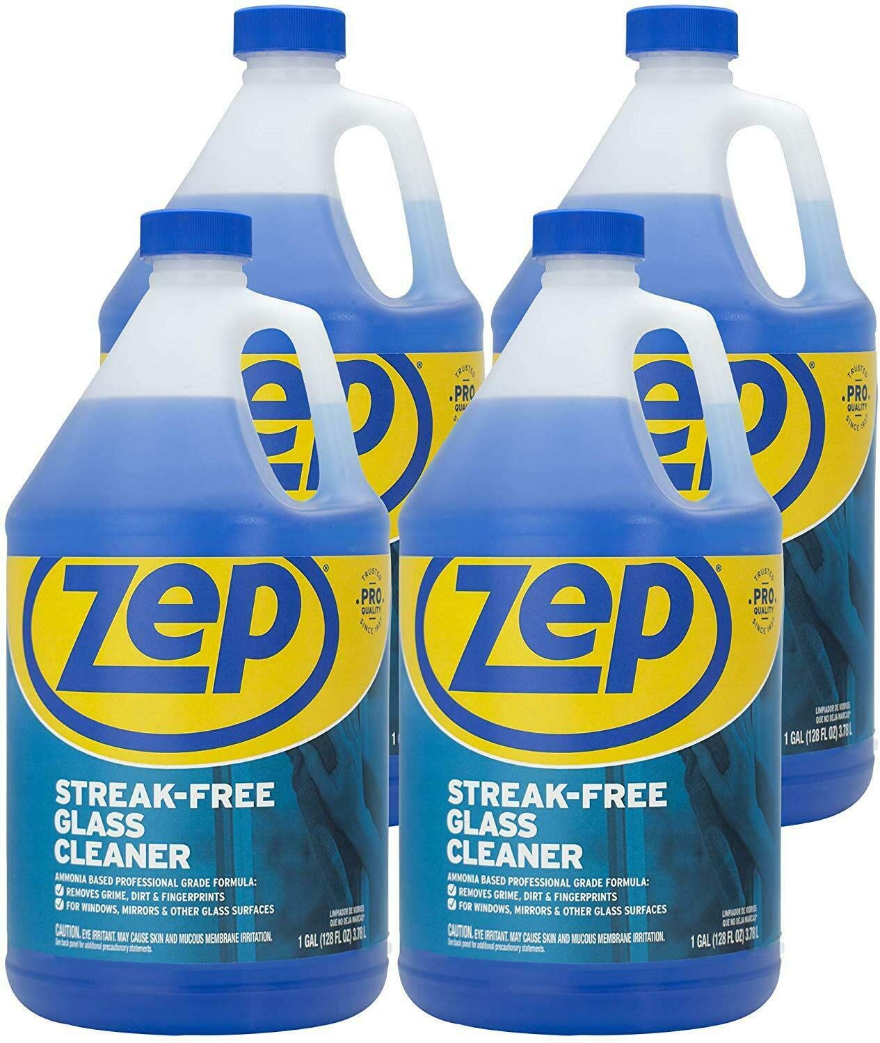 Streak-Free Glass Cleaner 128oz (Case of 4) - Professional Strength Formula for Windows, Mirrors & Glass Surfaces | Ideal for Home, Office & Commercial Use