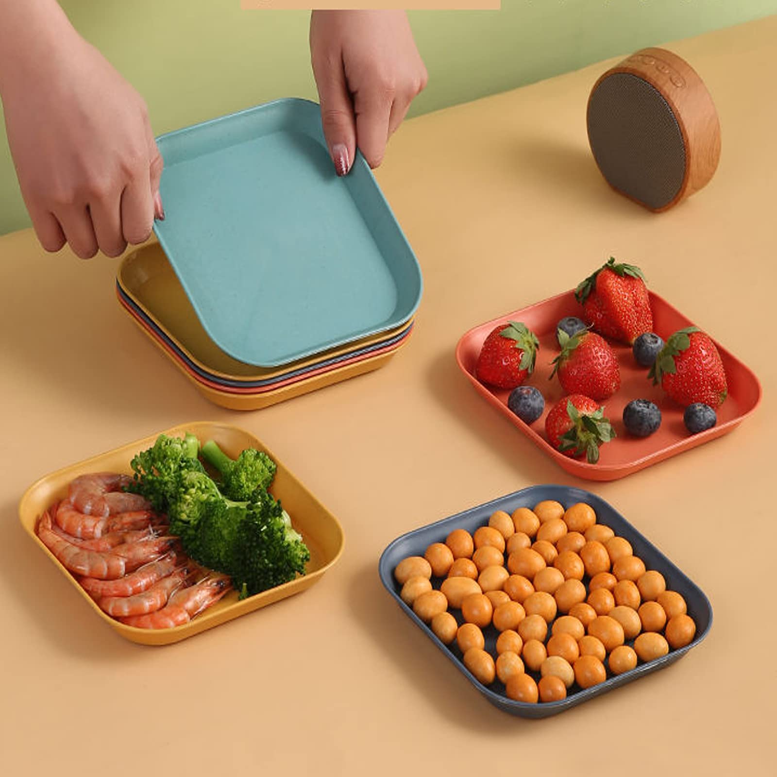 Reusable Plastic Appetizer Plates 8-Pack - Lightweight for Snacks, Salad & Desserts | Party & Picnic Use