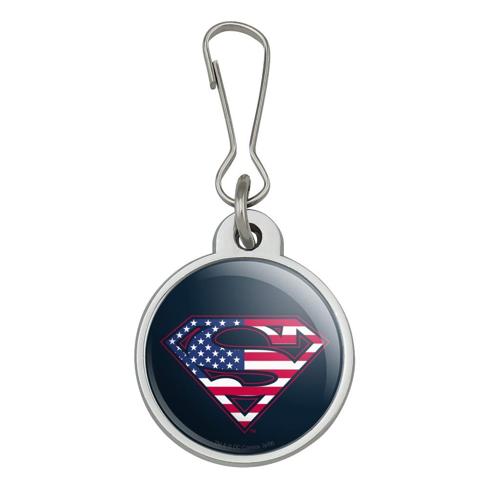 Superman USA American Flag Shield Logo Jacket Handbag Purse Luggage Backpack Zipper Pull Charm - Stylish Accessory for Travel, Cosplay & Superhero Fans