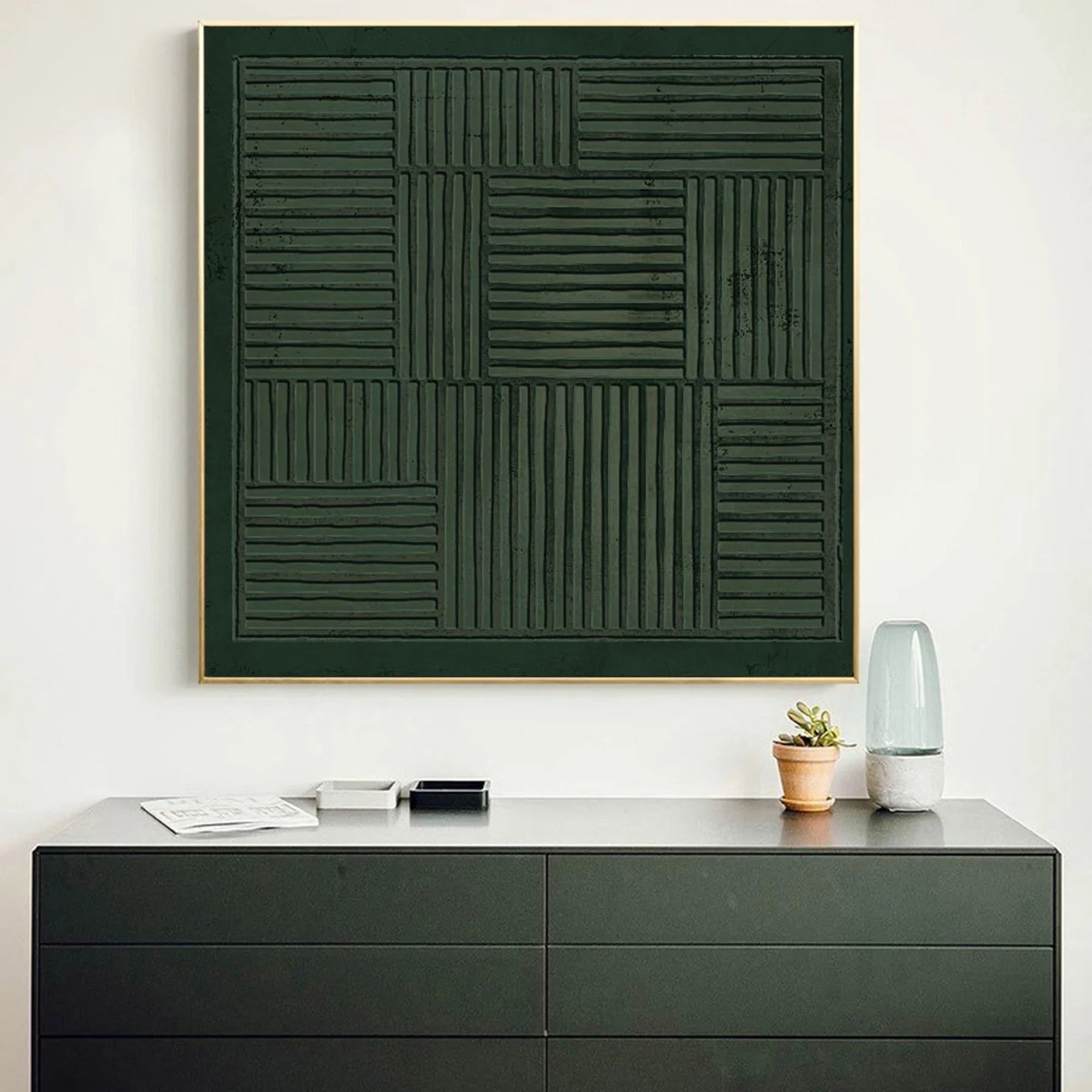 Blue & Green Abstract Wall Art Canvas Print #BG068 - Modern Home Decor for Living Room, Bedroom & Office