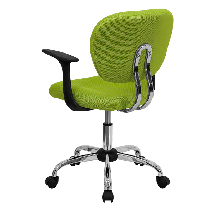 FLASH Beverly Mid Back Black Mesh Office Chair with Padded Seat, Swivel & Adjustable Height, Chrome Base & Arms - Ergonomic Desk Chair for Home & Office Workspace