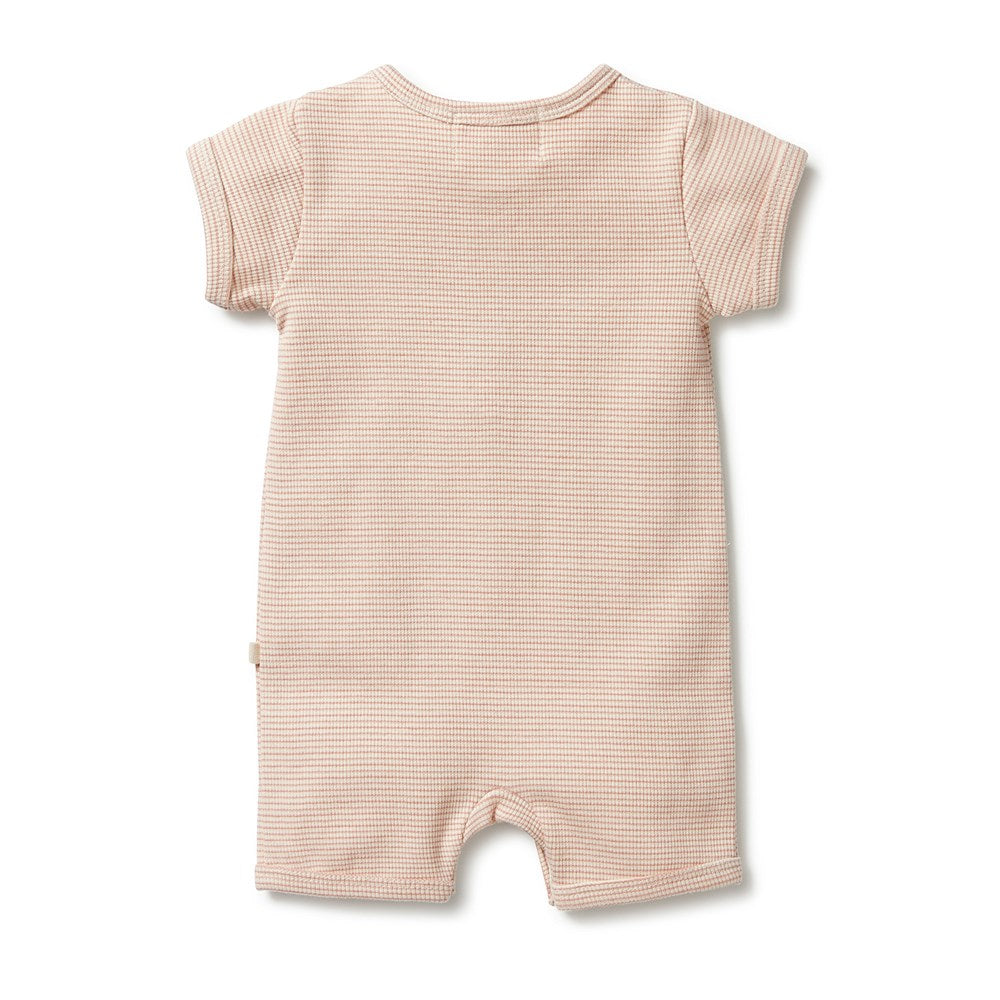 Organic Cotton Striped Rib Henley Baby Grow Suit - Soft & Breathable One-Piece for Newborns & Infants - Perfect for Playtime, Sleep & Everyday Comfort