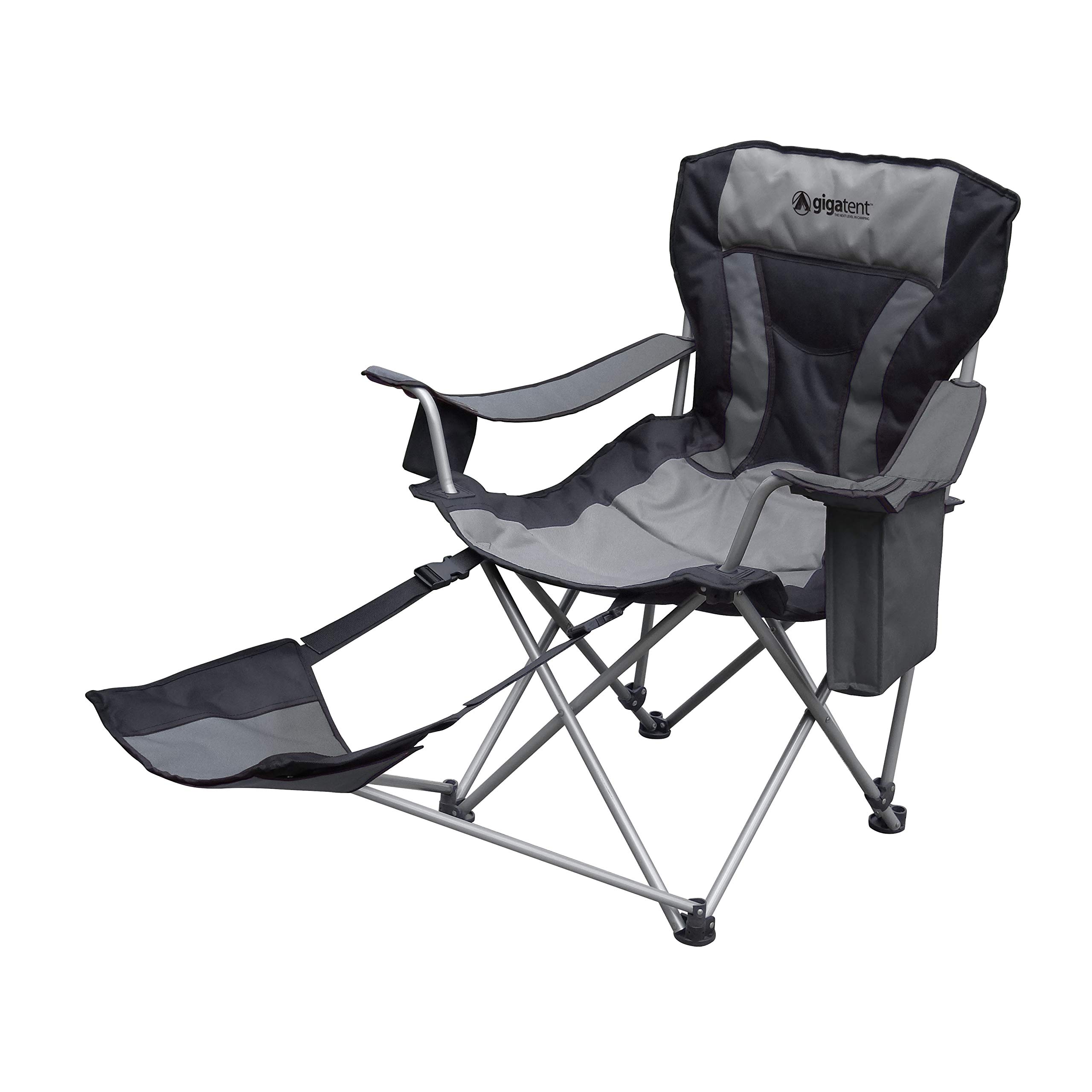 GigaTent Outdoor Quad Camping Chair - Lightweight & Portable Folding Design with Adjustable Footrest, Cup Holder & Storage Bag - Durable Steel Frame for Hiking, Beach, Picnics & Backyard Relaxation