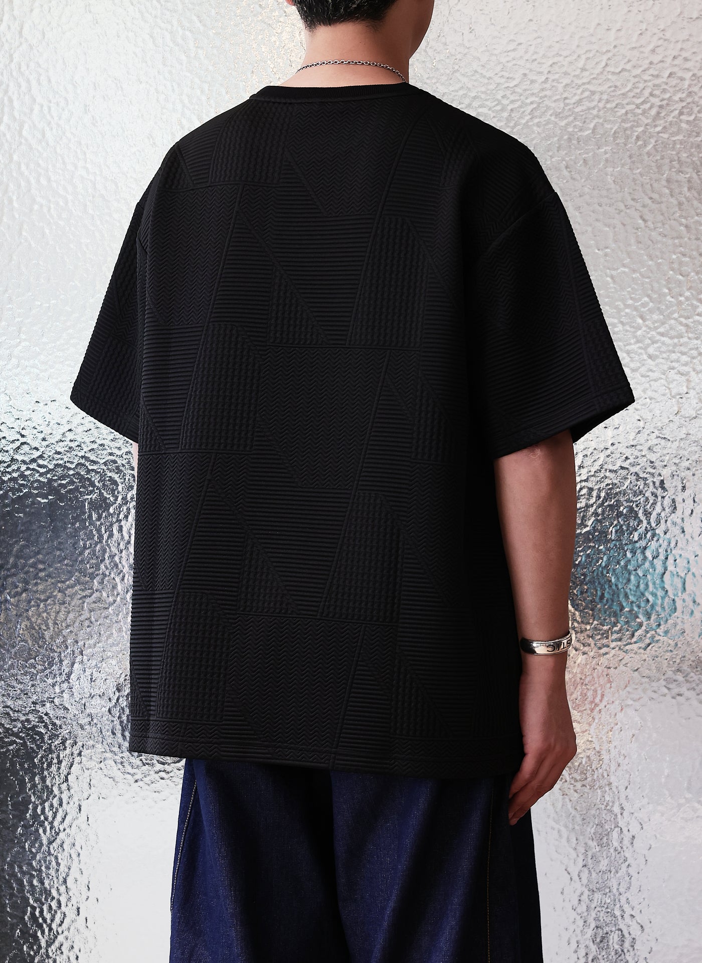 Stylish Polyester Spandex Jacquard Oversized T-Shirt for Women - Comfortable & Trendy Casual Wear for Everyday Outfits