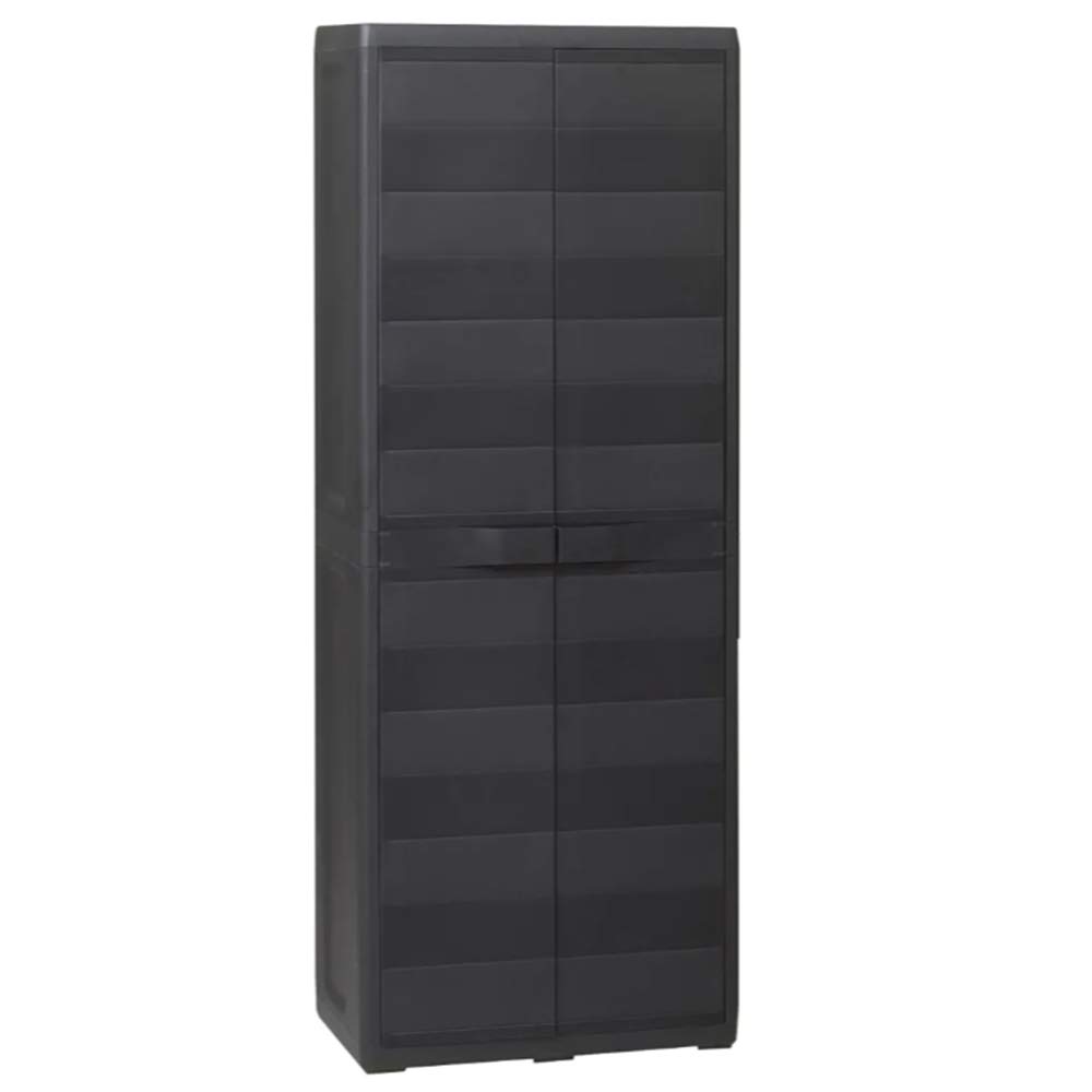**ZAMAX Black Outdoor Garden Storage Cabinet - Polypropylene Material with Drain Slots, Lockable Tall Storage Shed, Adjustable Shelf & Large Space - Perfect for Patio, Backyard & Garage Organization**