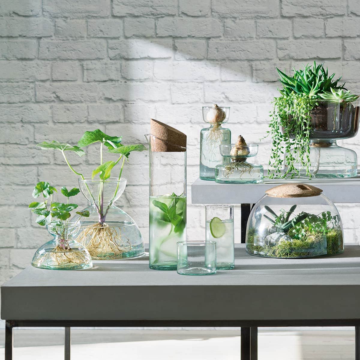 Eco-Friendly Canopy Trio Vase Set - 13cm Tall Recycled Glass Home Decor for Centerpieces, Wedding Decor & Living Room Accents