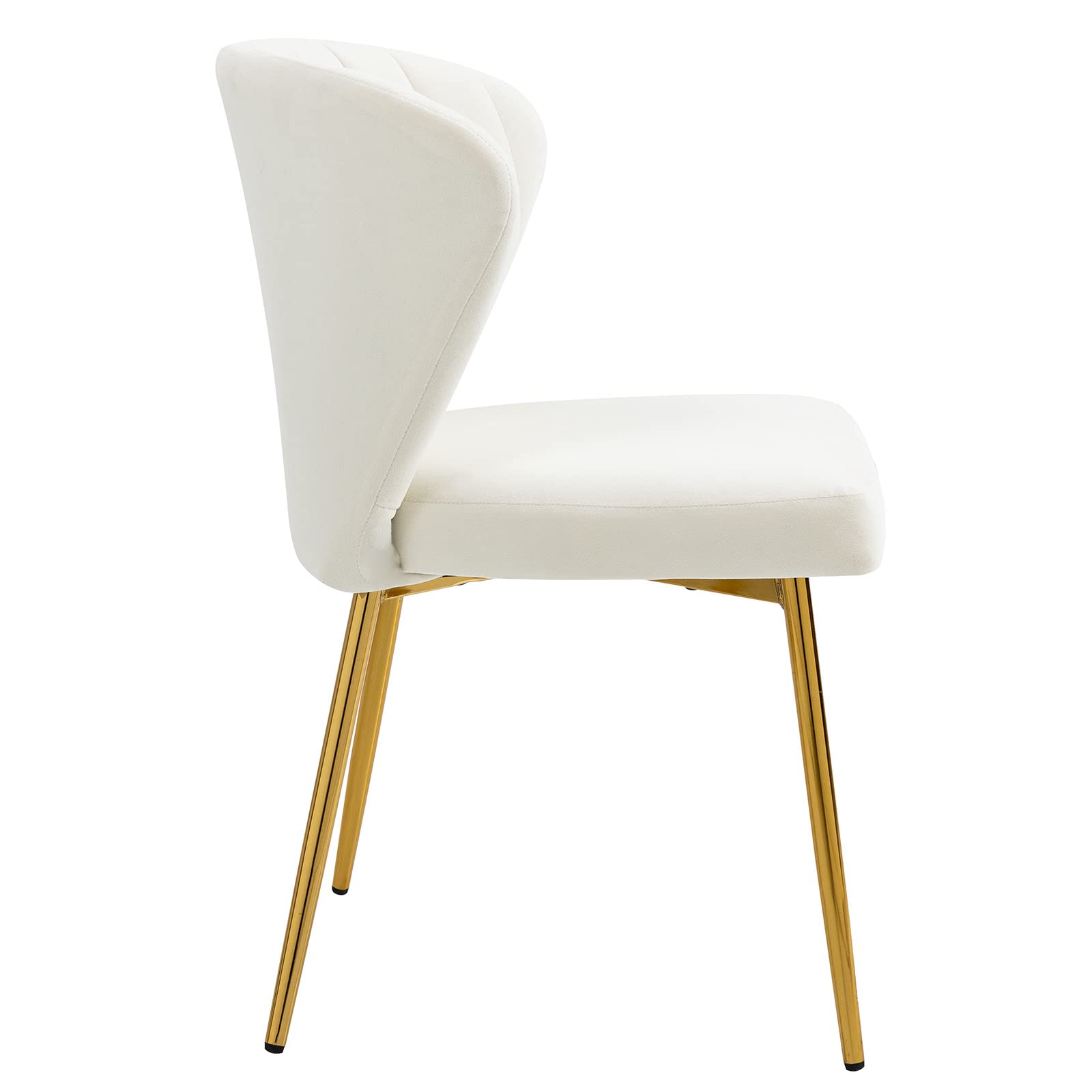 Luxury Velvet Dining Chairs Set of 2 - Modern Upholstered Accent Chairs with Golden Metal Legs for Living Room, Kitchen, Dining Room & Patio - Perfect for Home Decor, Dinner Parties & Cozy Reading (White, 2-Pack)