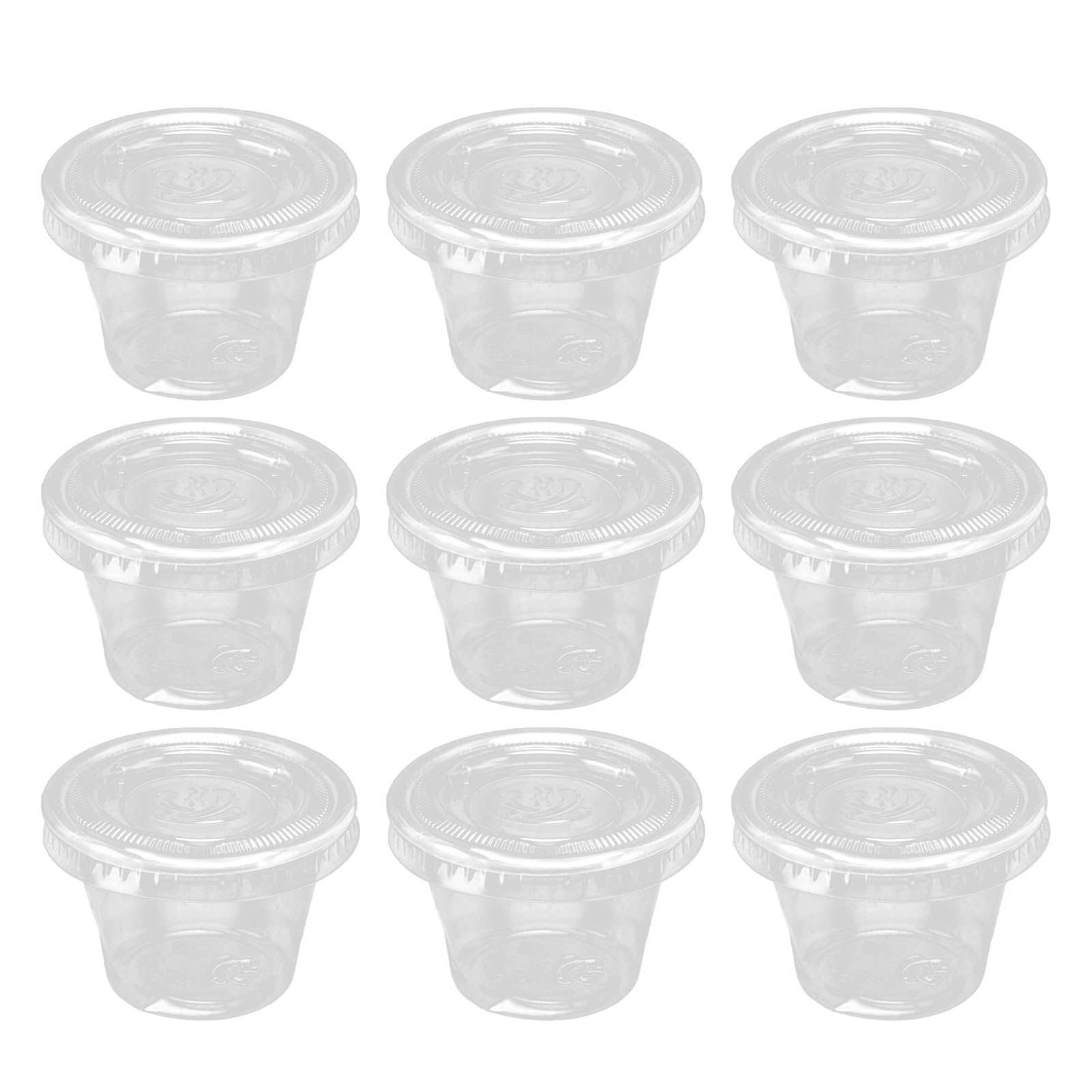 100-Pack 1 oz Clear Plastic Portion Cups with Lids - Disposable Jello Shot & Condiment Containers for Sauce, Pudding, Dipping - Perfect for Parties, Catering, Restaurants & Home Use