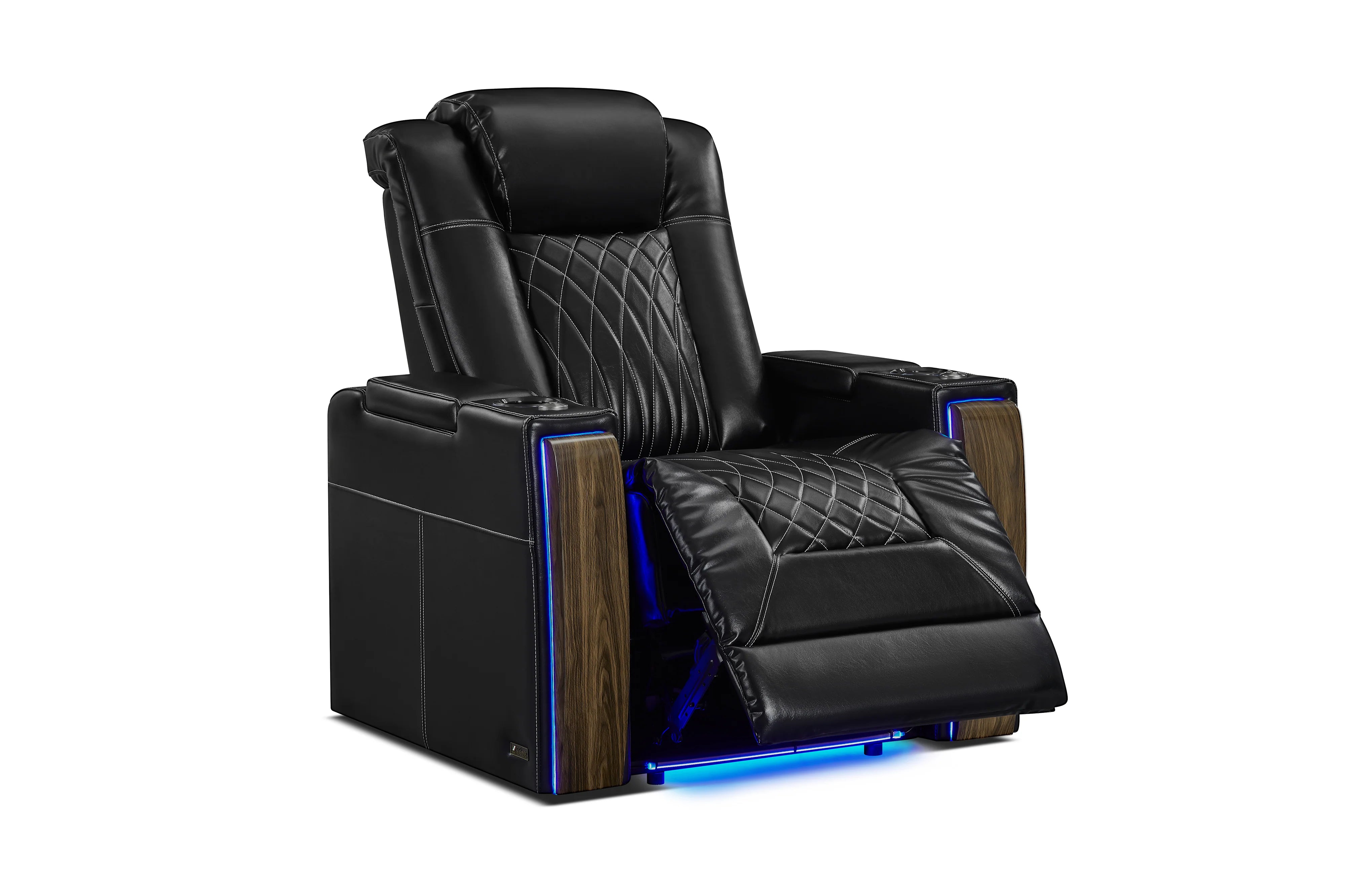 Valencia 2025 Tuscany Executive Heat & Massage Leather Home Theater Seating - 3-Seater Recliner Sofa with Heating & Massage Functions, Midnight Black - Perfect for Home Cinema, Gaming & Luxury Living Room