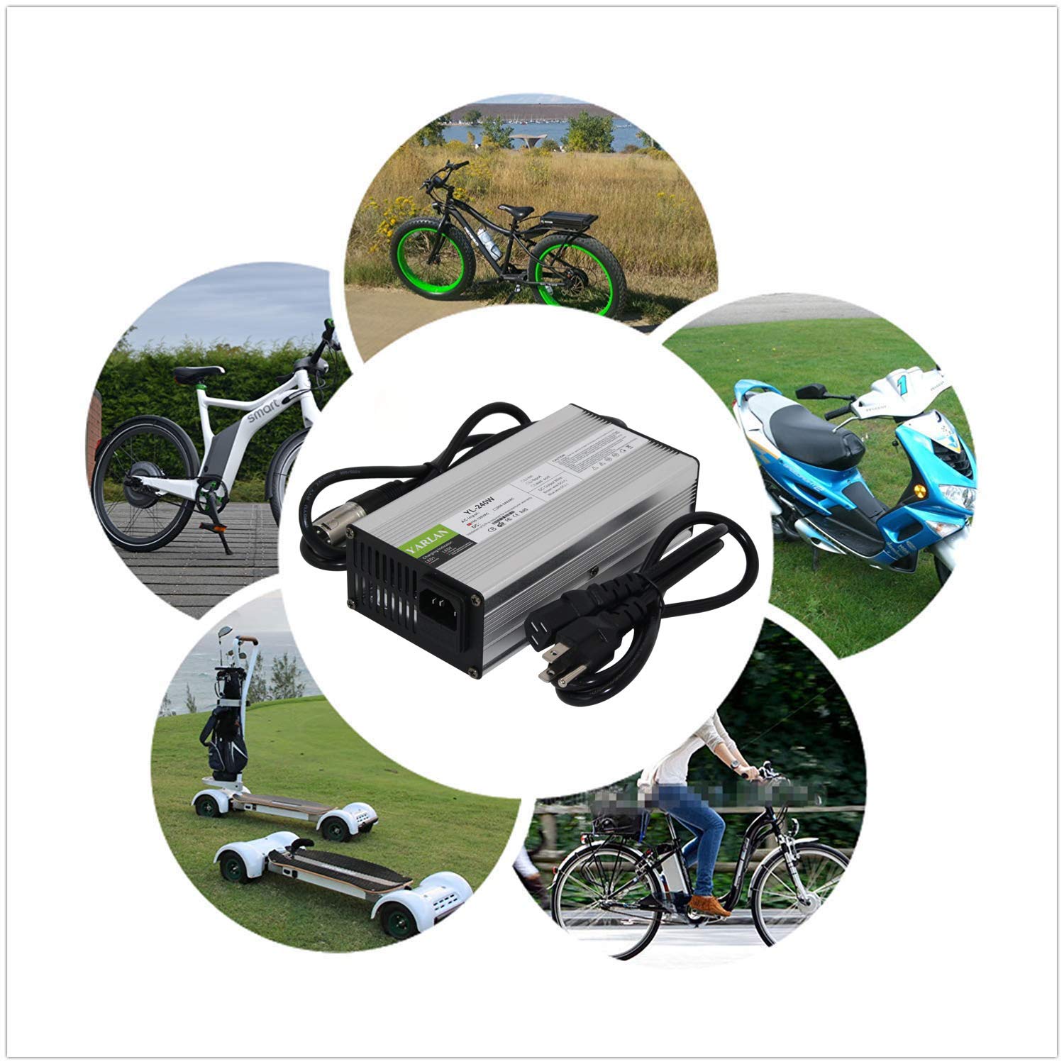 54.6V 4A Lithium-ion Battery Charger for 13S 48V Li-ion Battery Packs - Smart XLR Charger with Auto-Shutoff - Perfect for Ebikes, Scooters, and Electric Vehicles