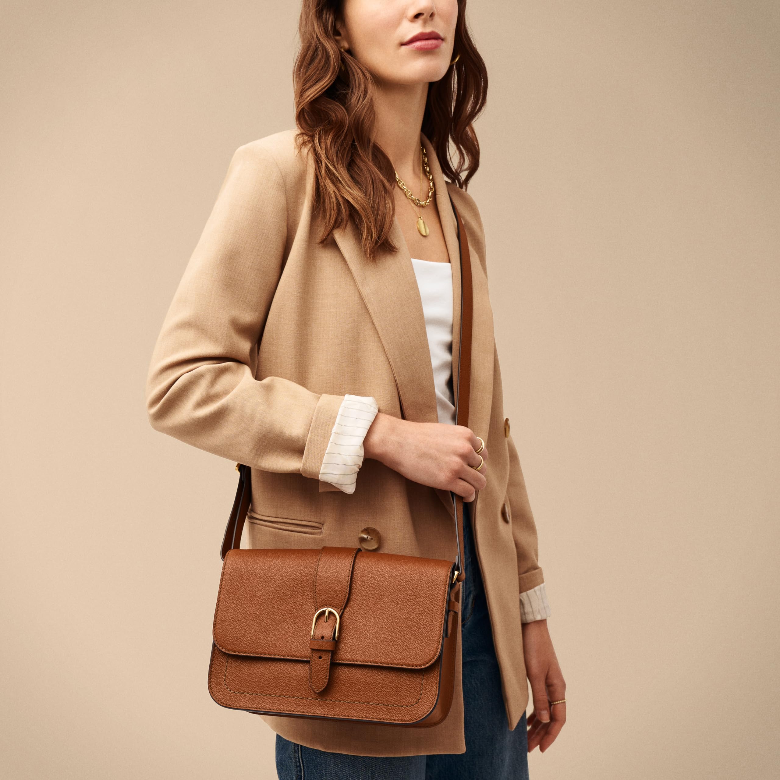Fossil Zoey Crossbody Bag for Women - Stylish Leather Shoulder Purse with Adjustable Strap, Perfect for Work, Travel & Everyday Use