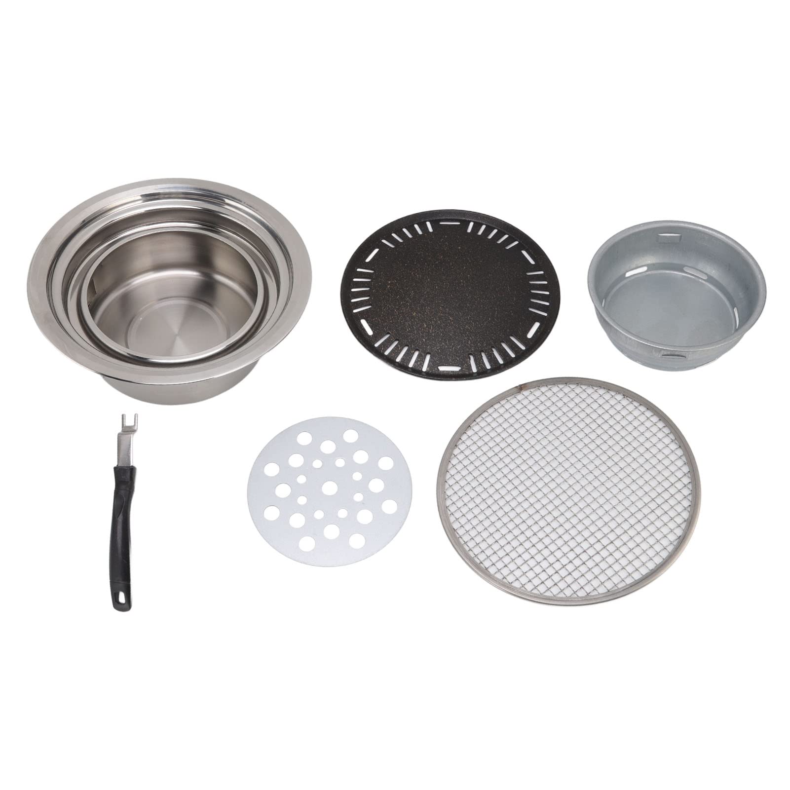 Premium Stainless Steel Round Charcoal Grill with Anti-Scald Handle - Portable Outdoor BBQ Grill for Camping, Picnic, Hiking & Fishing | Perfect for Backyard Parties, Tailgating & Beach Cookouts
