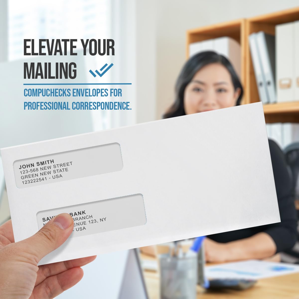 Compuchecks #10 Double Window Security Envelopes - 2500 Count Gummed Business Mailing Envelopes with Tamper Evident Seal & Security Tint - Perfect for Invoices, Legal Documents & Confidential Mailings