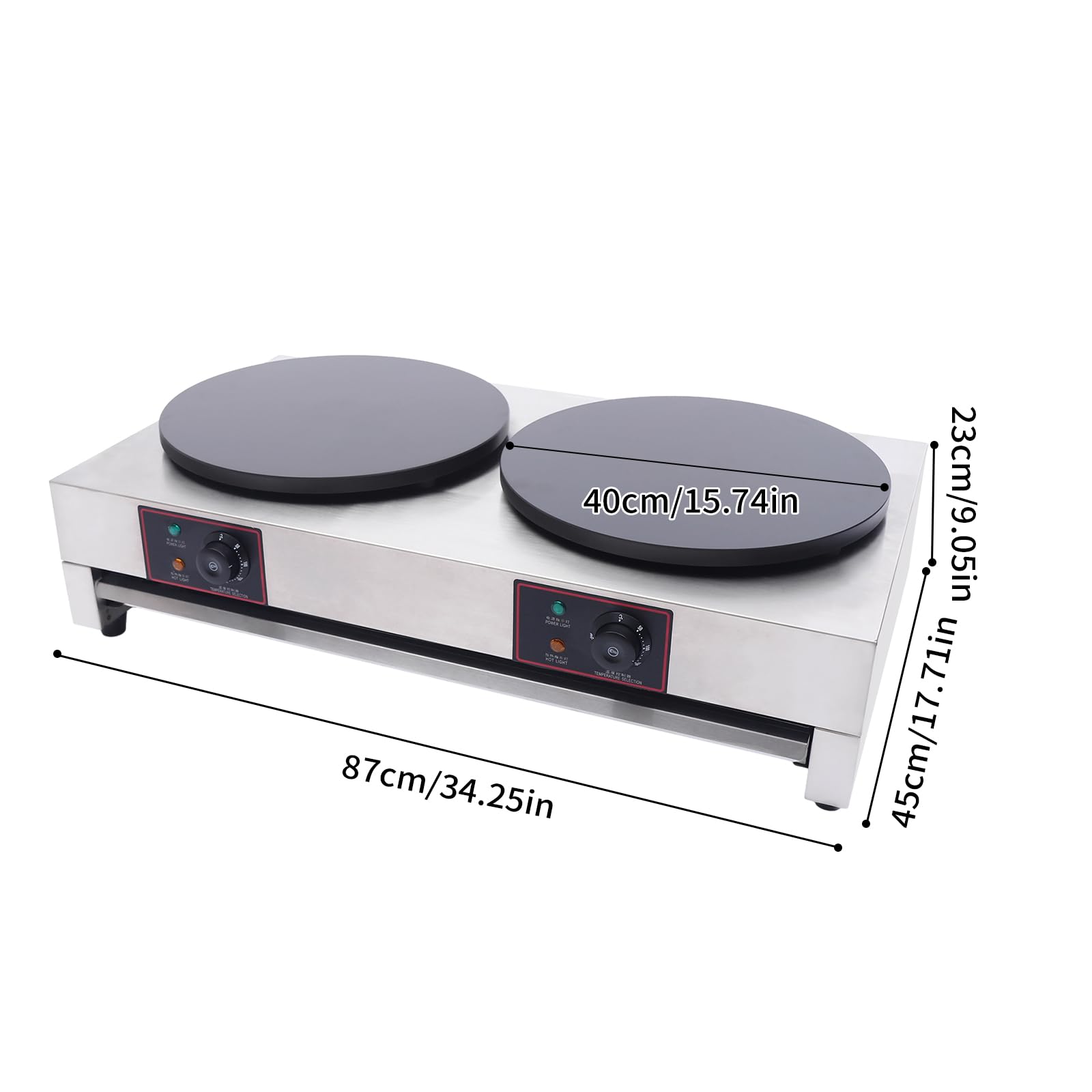 Commercial Electric Crepe Maker Machine - 1700W Non-Stick Stainless Steel Crepe Pan & Griddle for Perfect Pancakes, Crepes - US Stock - Ideal for Breakfast, Brunch, Snacks & Commercial Kitchen Use
