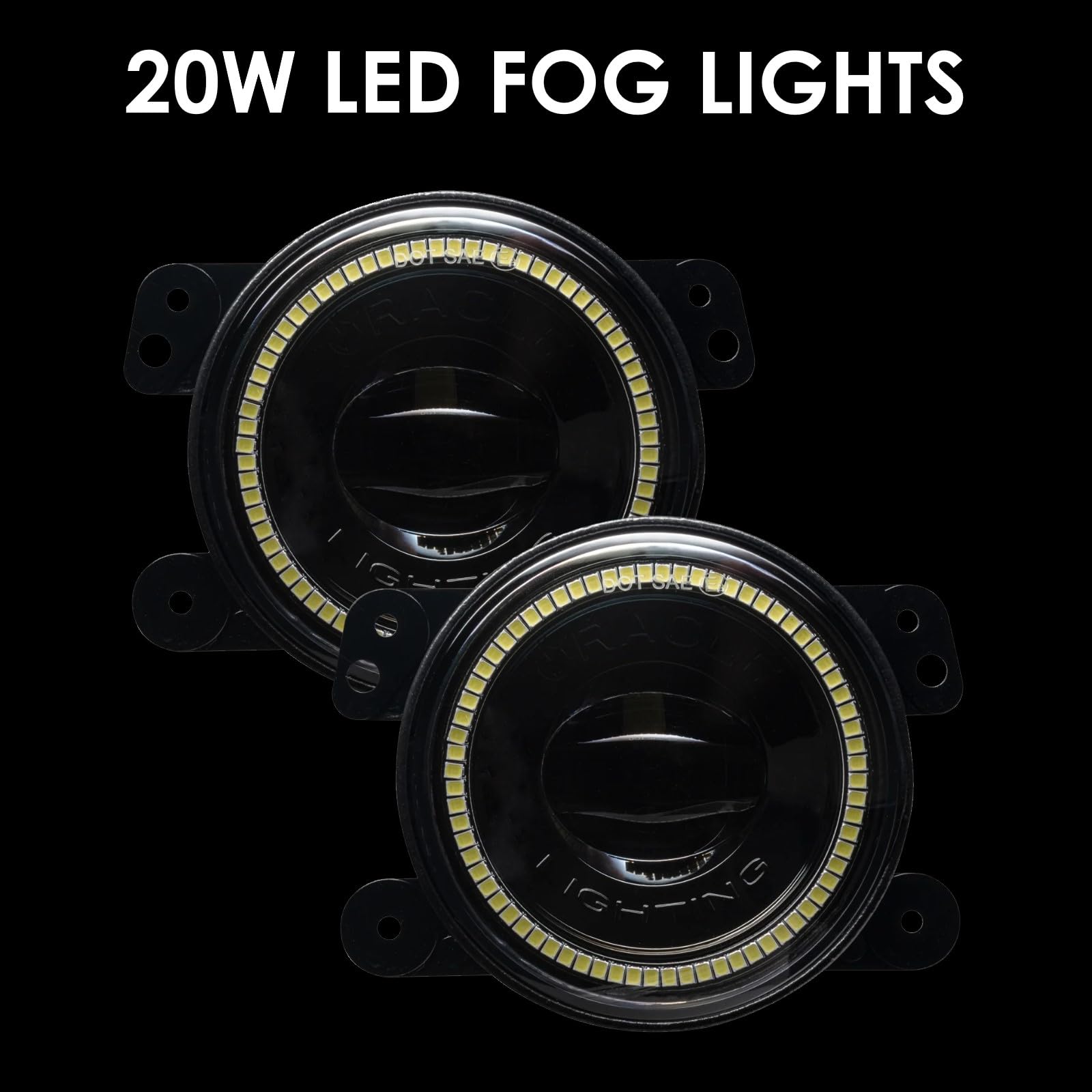 ORACLE Lighting 5846-001 Pair of 20W LED Fog Lights for 2007-2018 Jeep Wrangler JK - White - DOT Compliant - Rugged & Durable Off-Road Lights - Perfect for Night Driving, Off-Roading, and Extreme Weather Conditions