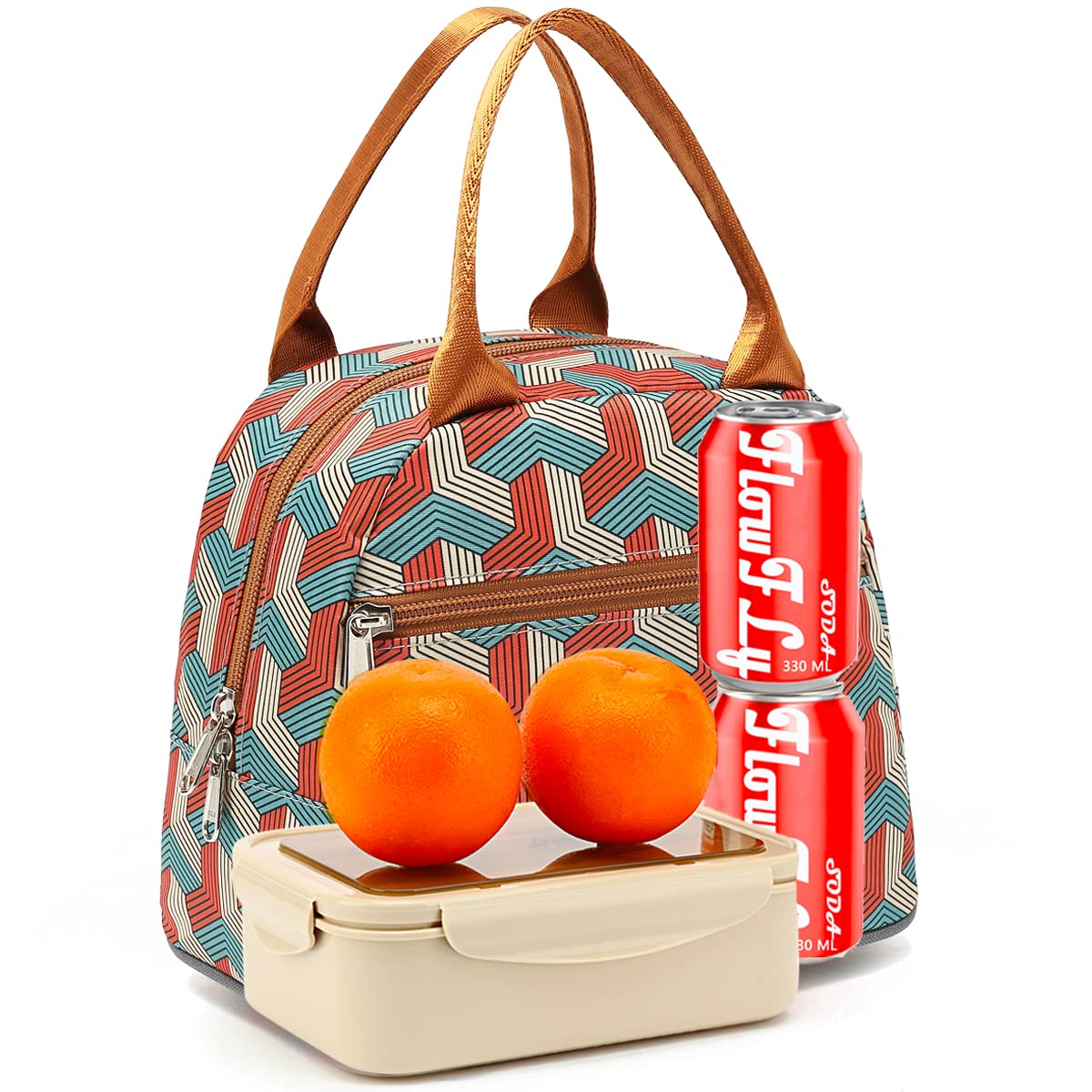 FlowFly Insulated Lunch Bag Tote - Reusable Cooler Lunch Organizer for Women & Men (Red) - Perfect for Work, School, Picnics & Outdoor Activities