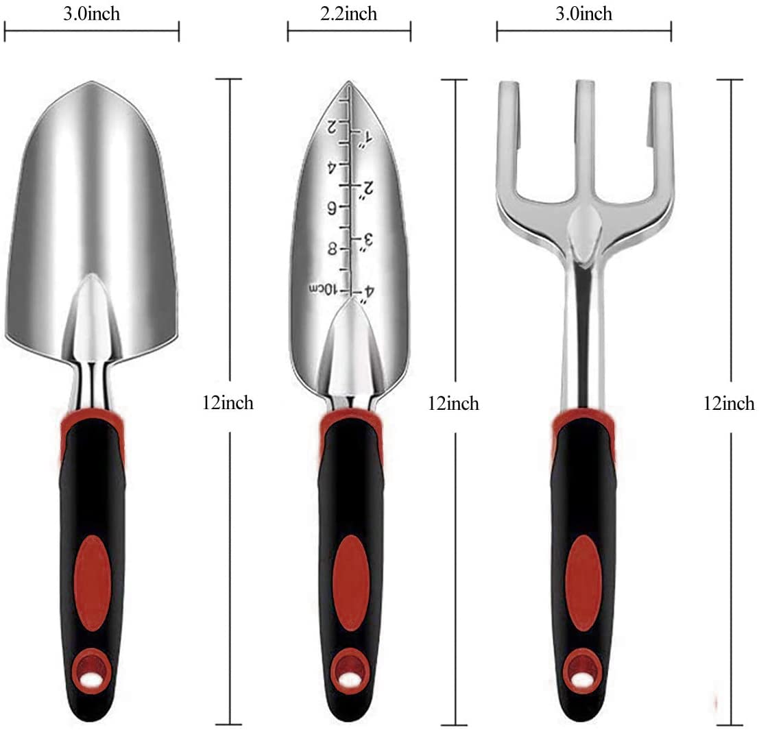 3-Piece Garden Tool Set - Aluminum Alloy Hand Trowel, Transplant Trowel & Cultivator for Digging, Planting & Weeding | Perfect for Home Gardening, Landscaping & Outdoor Planting Projects
