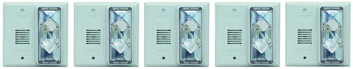Edwards Signaling 6536-G5 Horn Strobe Alarm - 24V AC/DC, 92/82 dB Audible Alert, 50 Candela Visual Signal - 5-Pack for Emergency Notification in Warehouses, Offices & Commercial Buildings