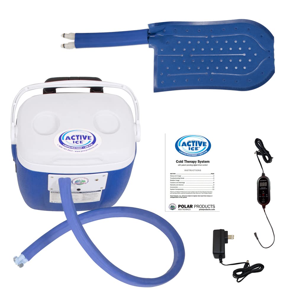 Polar Active Ice 3.0 Cold Therapy System with Programmable Timer - Hand & Wrist Compression Pad, 16 Quart Cooler & Quiet Pump - Cryotherapy Pain Relief for Injuries, Surgery Recovery & Sports Therapy