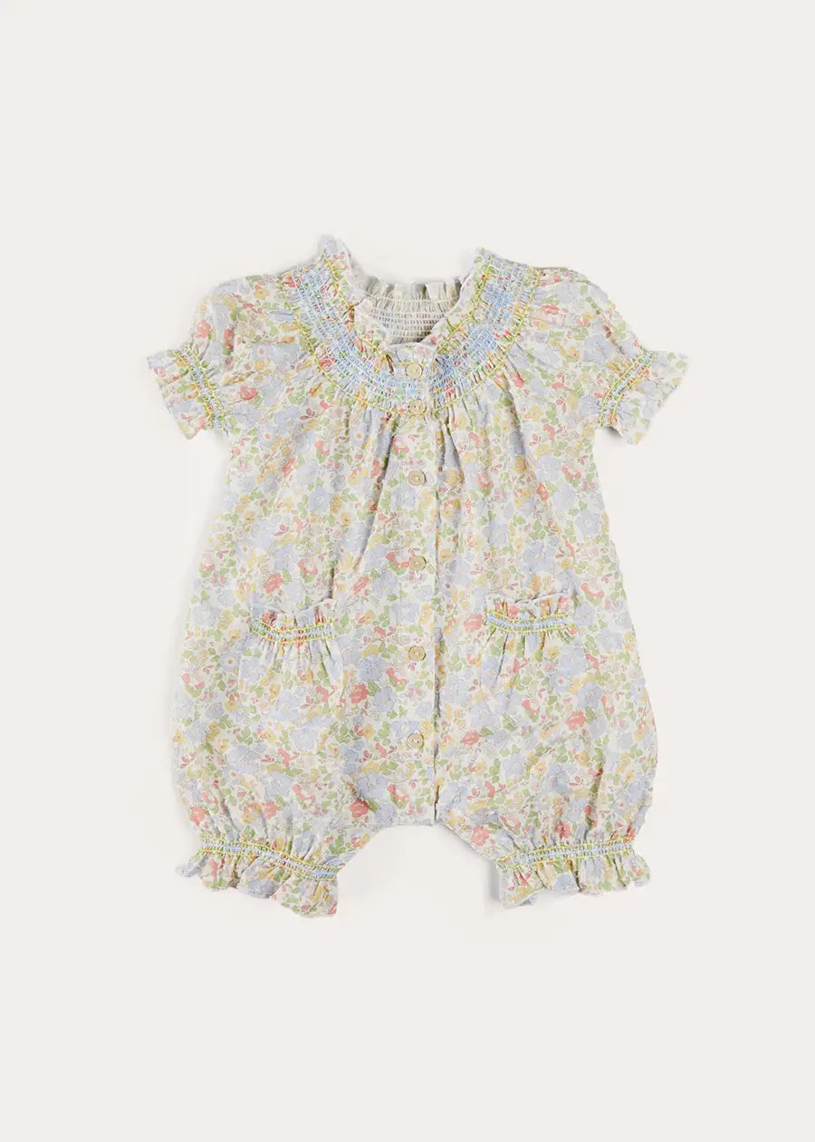 Clara Floral Green All-in-One Baby Pajamas - Soft Cotton Sleepsuit for Infants 9 Months to 2 Years | Perfect for Nursery, Bedtime & Cozy Family Moments