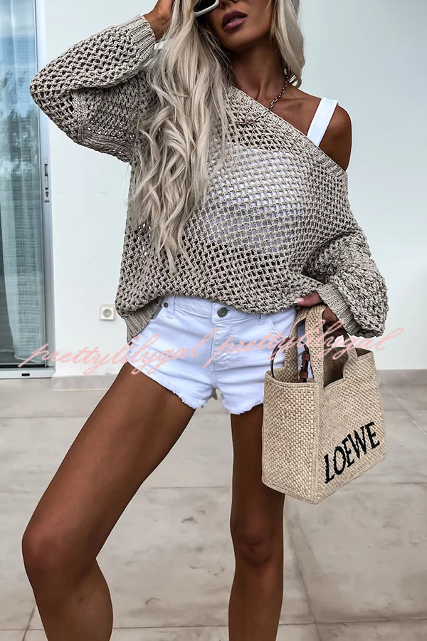 Stylish Long Sleeve Beach Cover Up - Breathable Hollow Loose Top for Women | Perfect for Vacation, Poolside, and Summer Outings