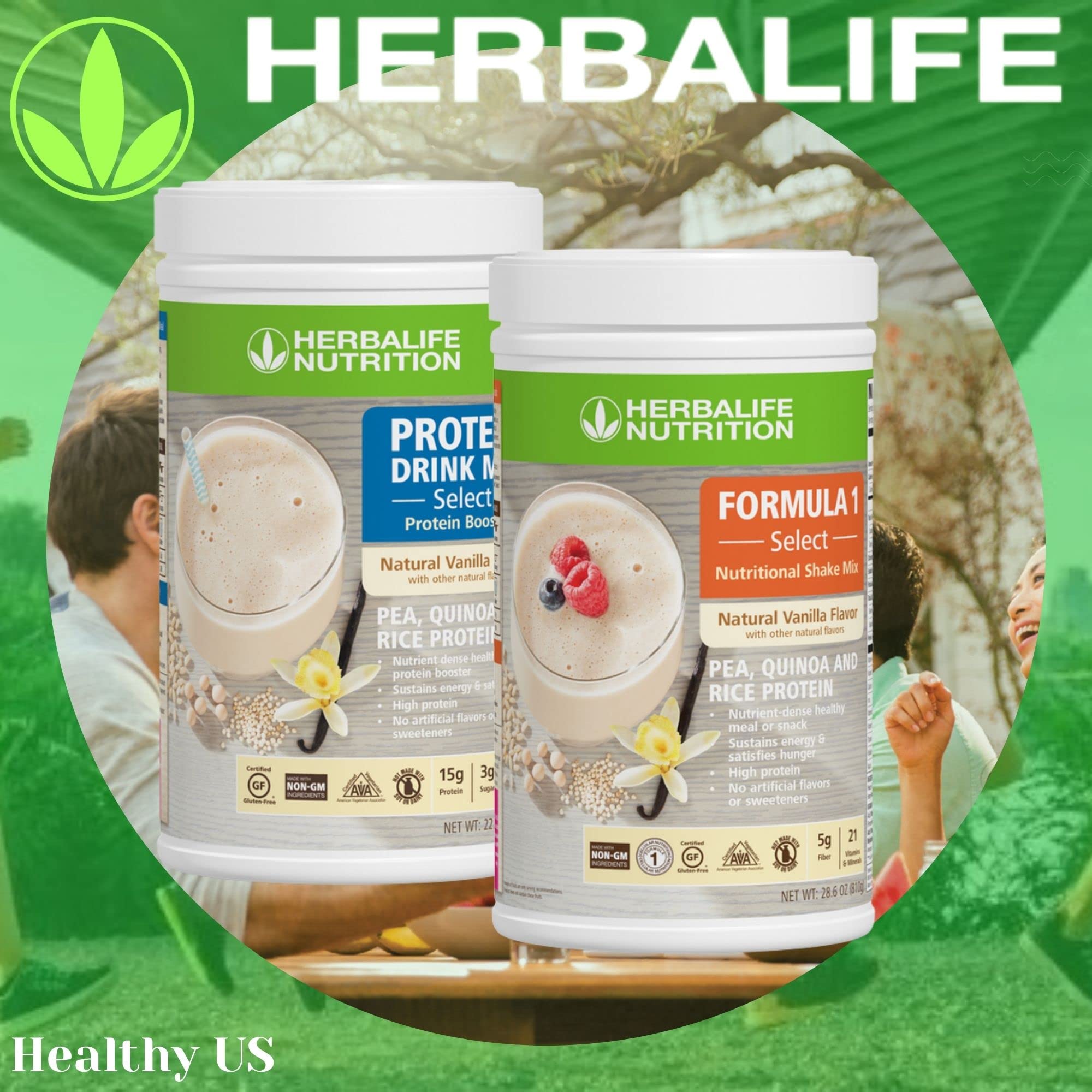 Herbalife DUO: Formula1 Select Natural Vanilla Flavor 810g & Protein Drink Mix 638g - Nutrient-Rich Meal Replacement Shake, Gluten-Free, No Artificial Sweeteners | Perfect for Weight Management, Post-Workout Recovery & Healthy On-The-Go Snacks