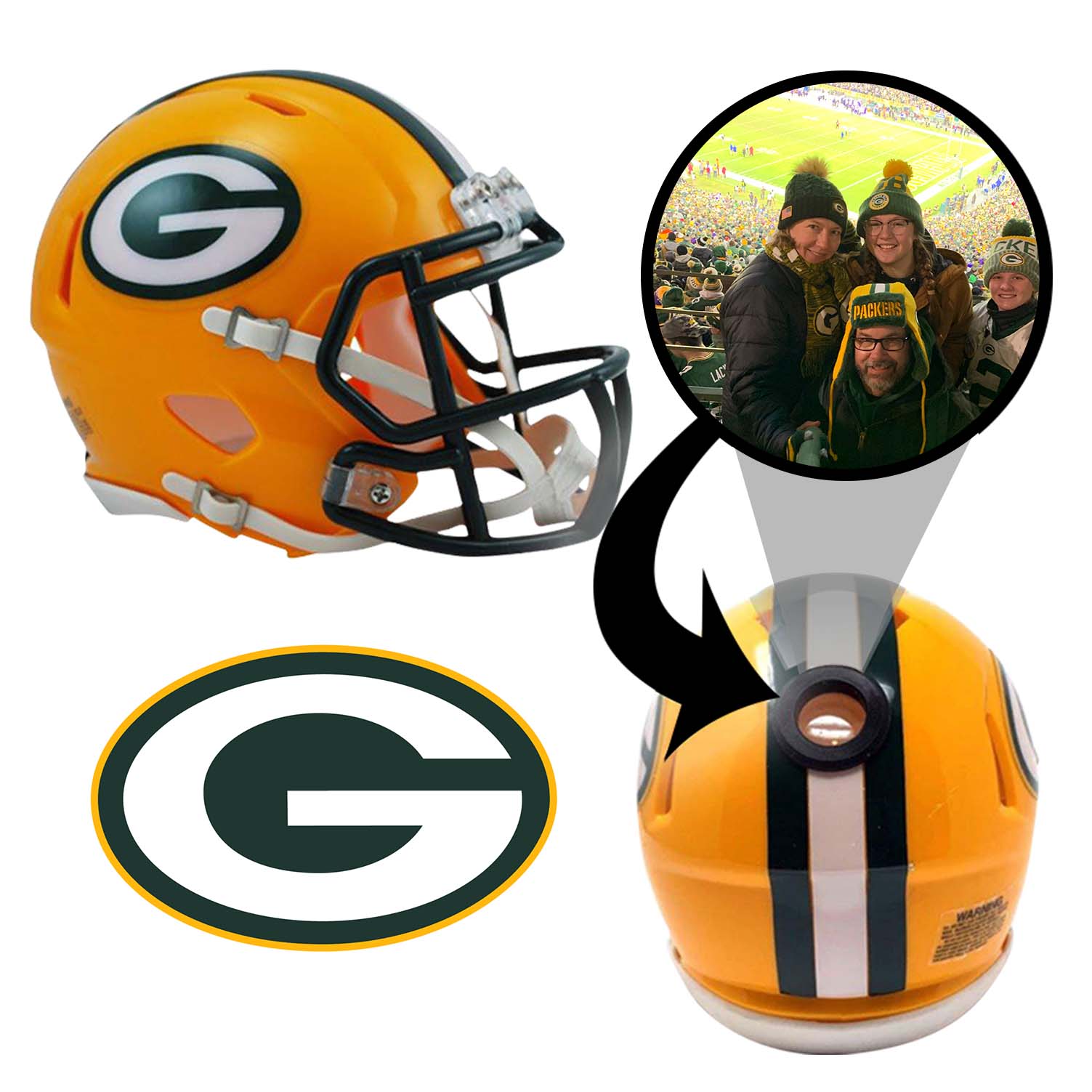 Green Bay Packers NFL Mini Helmet with Display Stand - Collectible Football Memorabilia for Fans, Home & Office Decor, Sports Gifts for Men