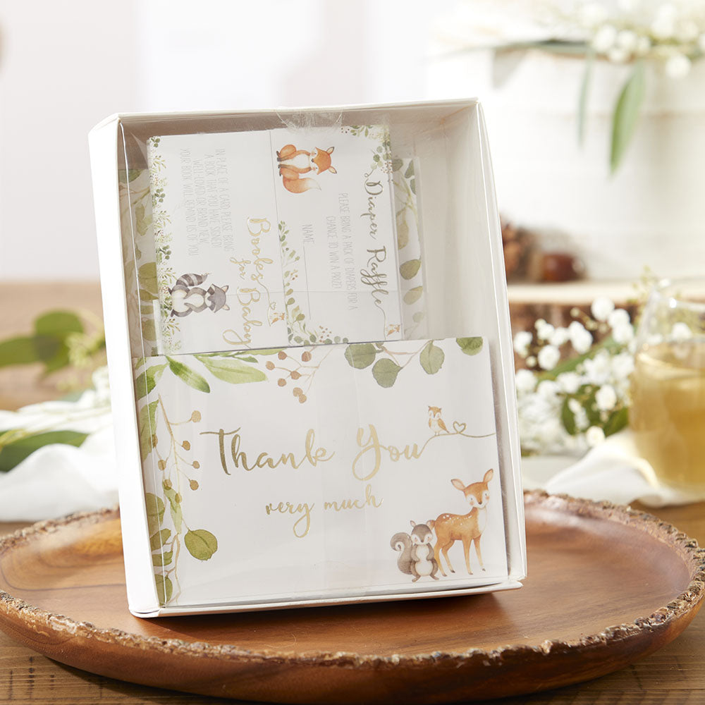 Woodland Baby Shower Invitations & Thank You Cards Set - 25-Piece Printable Baby Shower Stationery Kit - Perfect for Gender Reveal, Baby Registry & Newborn Announcements