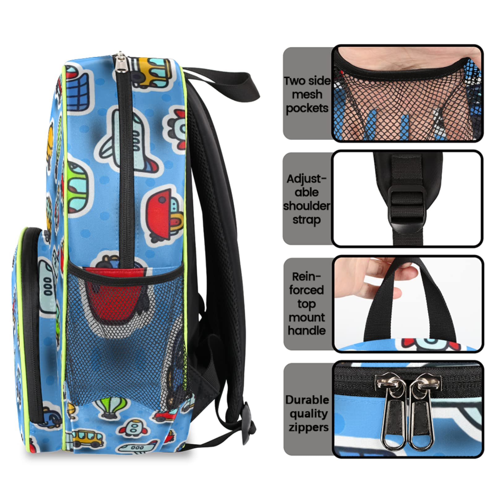 **Rocket Boat Bus Toddler Backpack for Boys & Girls - 14.2 Inch Waterproof Preschool Backpack with Chest Strap - Lightweight Mini Bookbag for Kindergarten, School & Travel - Perfect for Back to School & Daily Adventures**    *(Use Case: Ideal for daycare, preschool, kindergarten, family trips, outdoor activities, and everyday use as a stylish and functional kids' backpack.)*